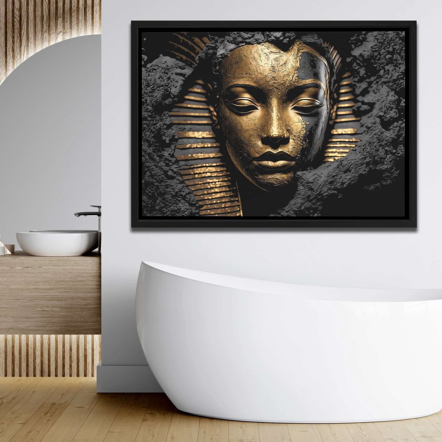 Egyptian Pharaoh Queen - Black Horizontal Canvas Print
