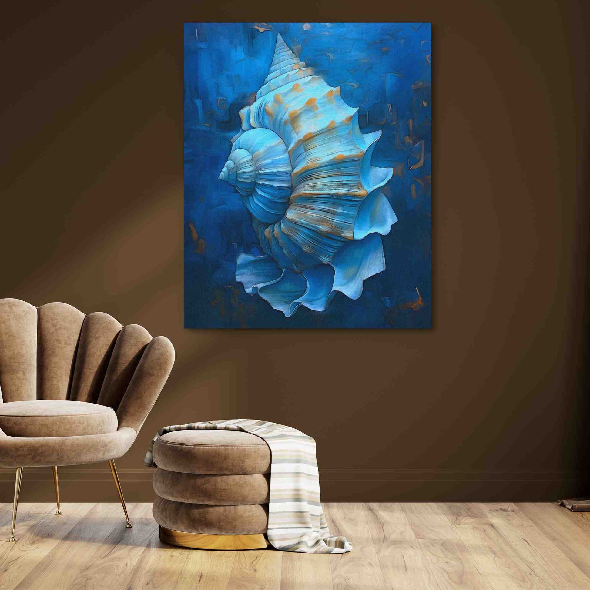 Elaborate Conch Shell - Abstract Wall Art in Black Frame