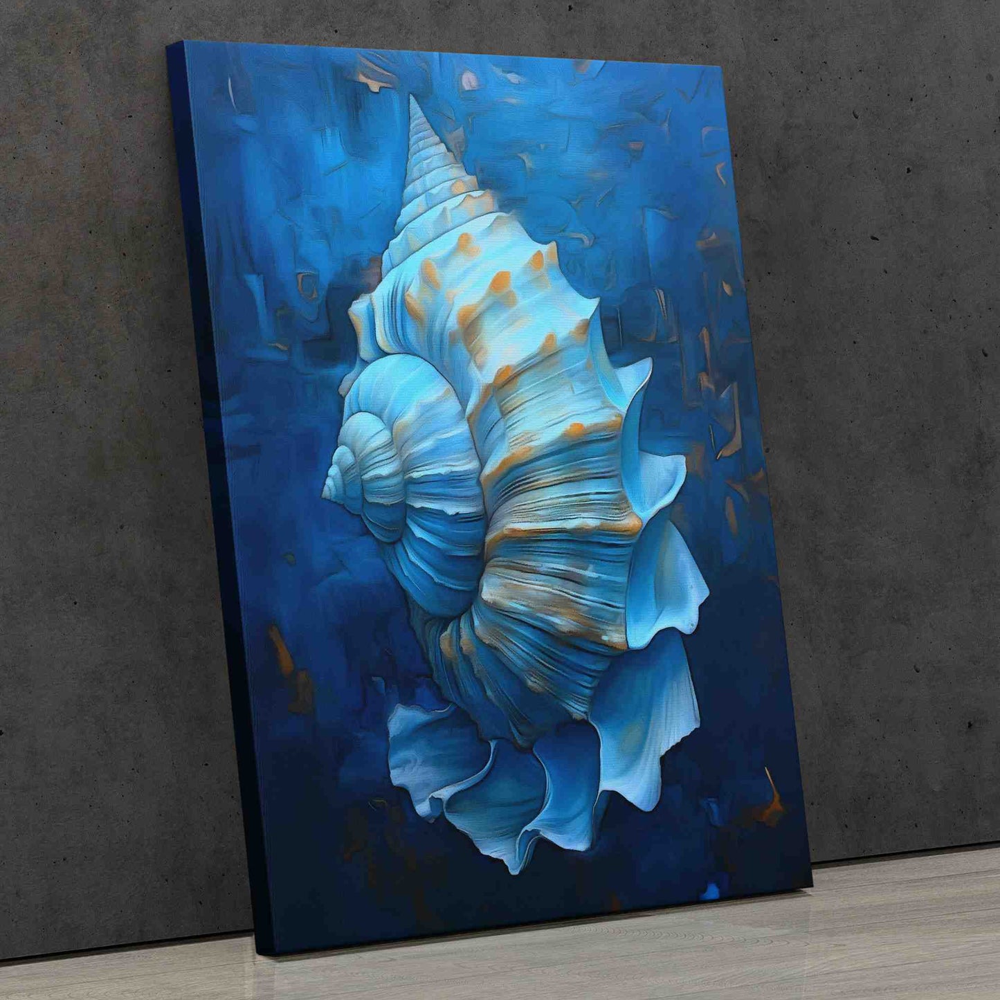 Elaborate Conch Shell - Blue Wall Art