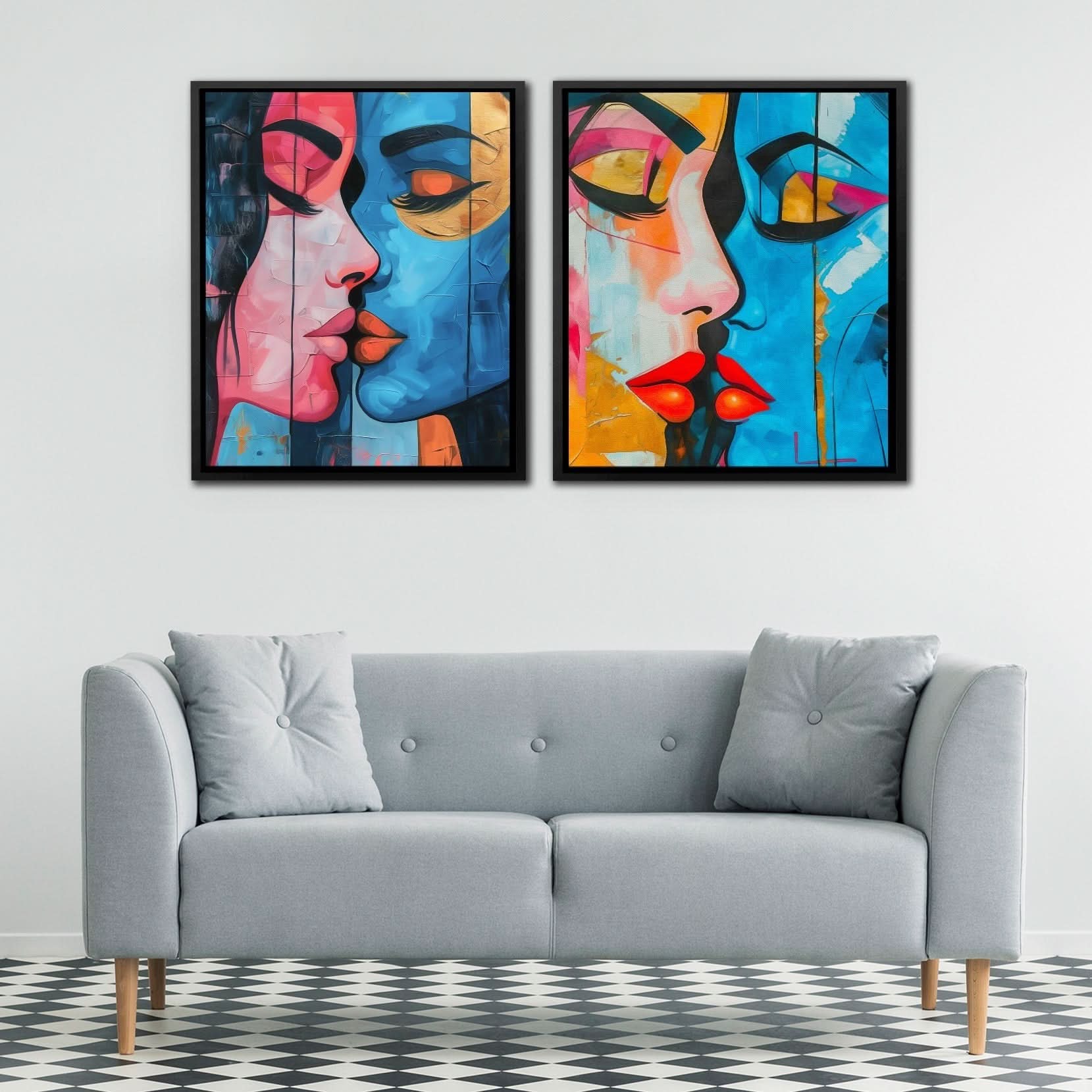 Electric Connection - Abstract Wall Art in Black Frame