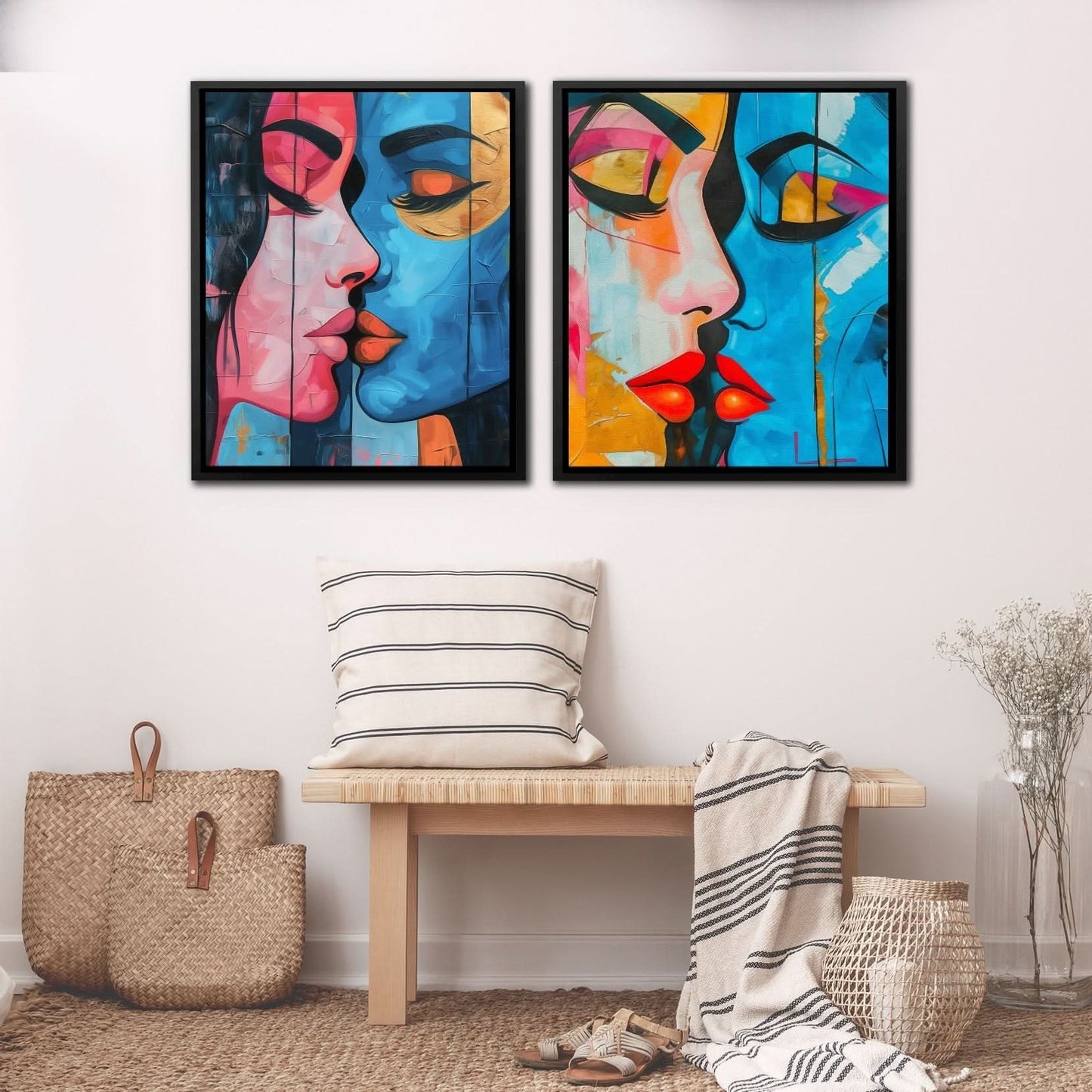Electric Connection - Blue Feminine Canvas Print