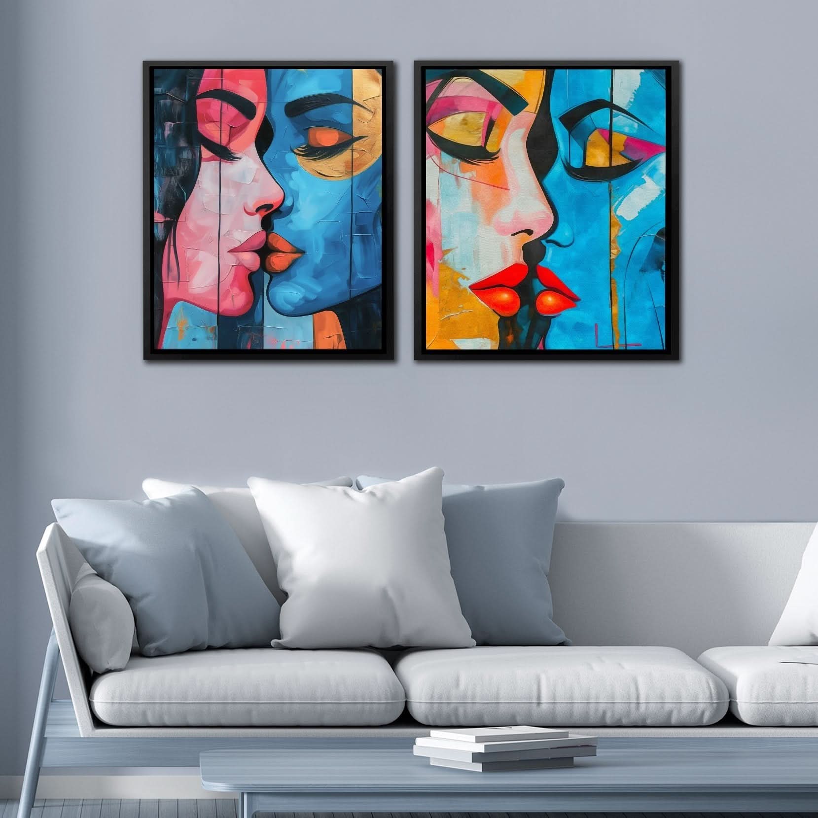 Electric Connection - Feminine Wall Art in Black Frame