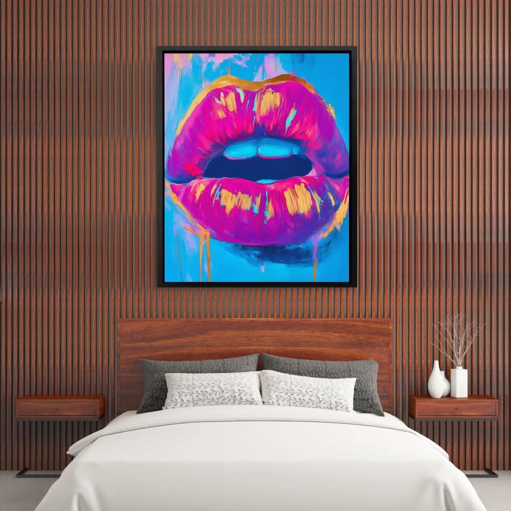 Electric Lips Drip - Large Canvas Print