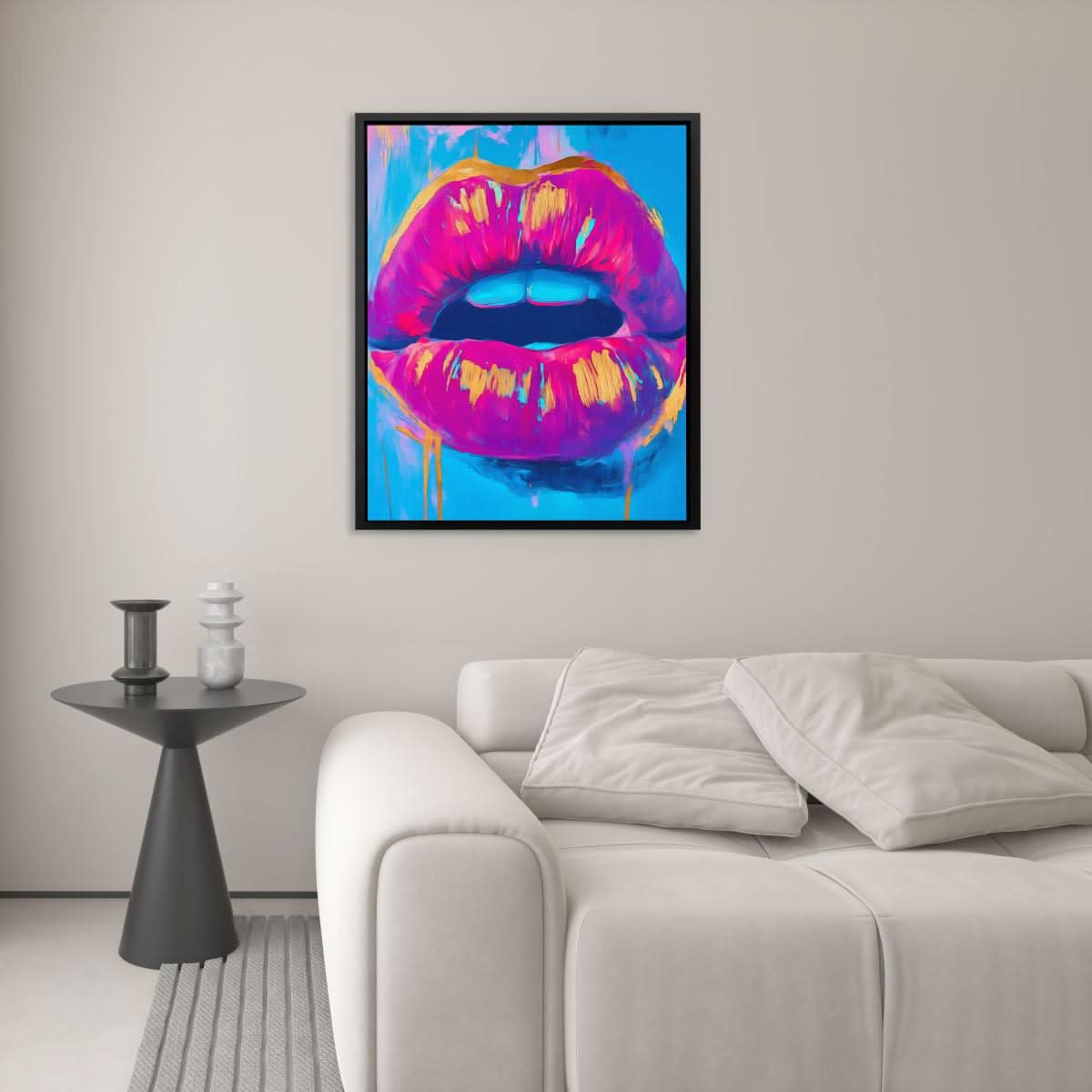 Electric Lips Drip - Colorful Canvas Wall Art