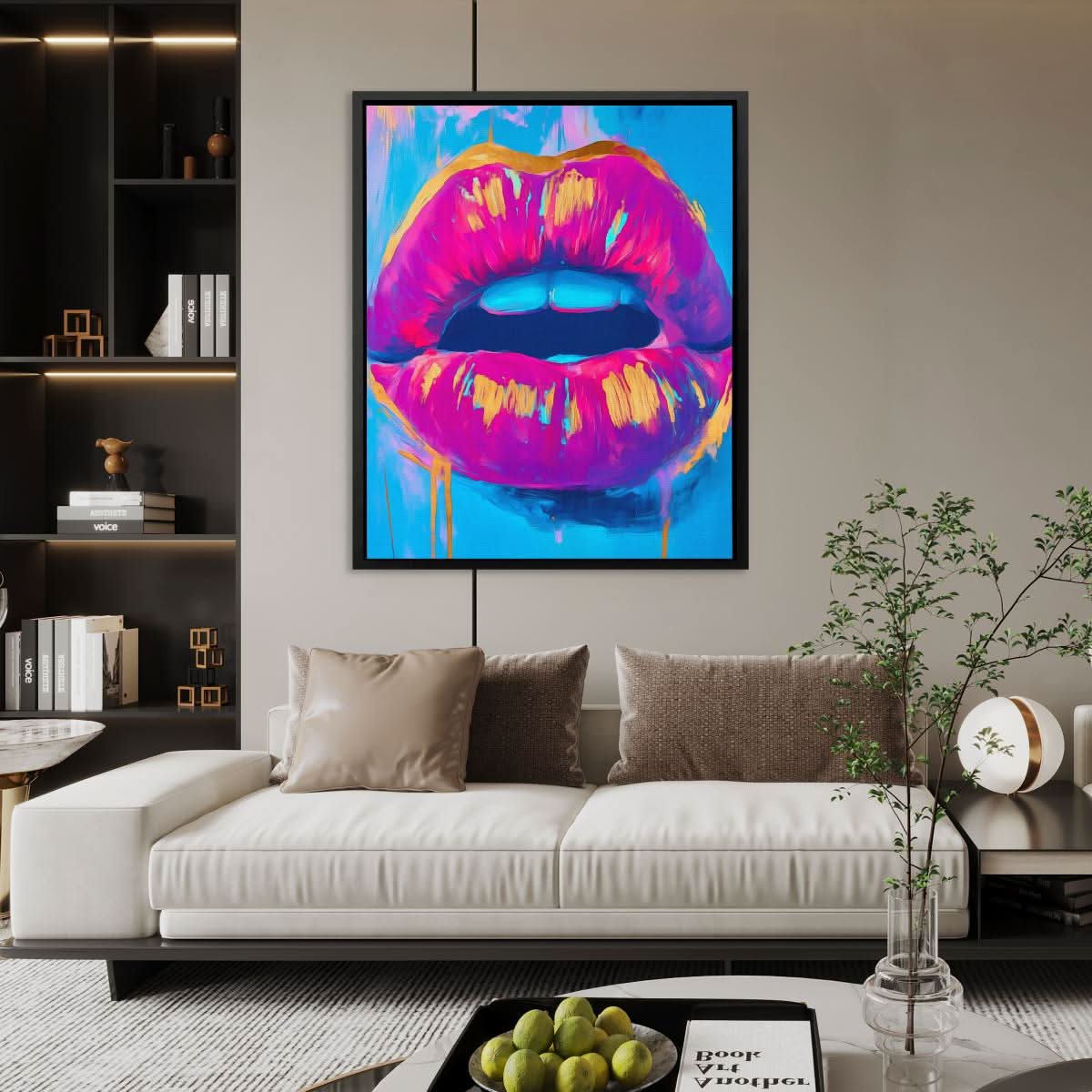 Electric Lips Drip - Colorful Lips Canvas Print