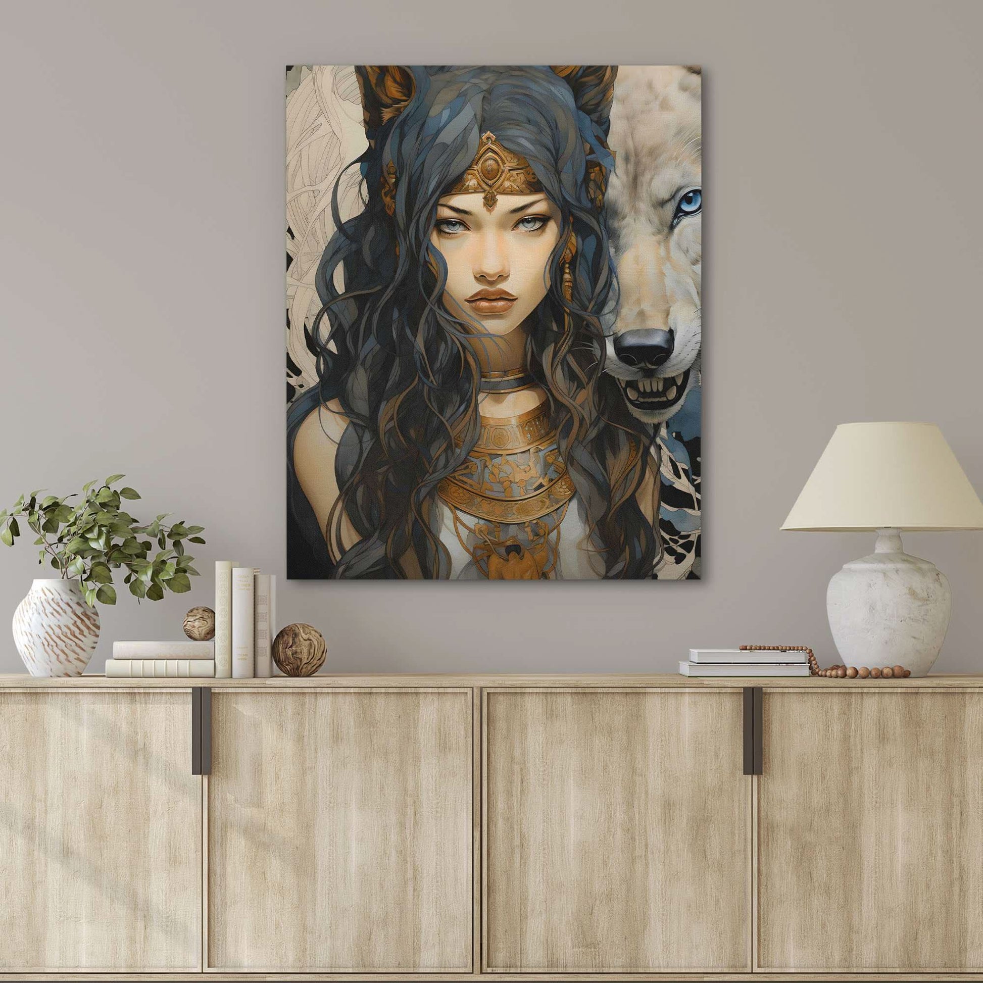Electric Lupus - Blue Canvas Wall Art