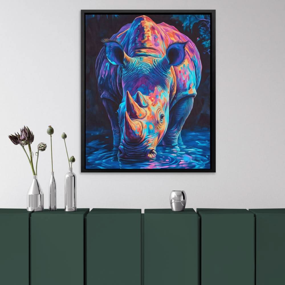 Electric Rhino - Canvas Wall Art