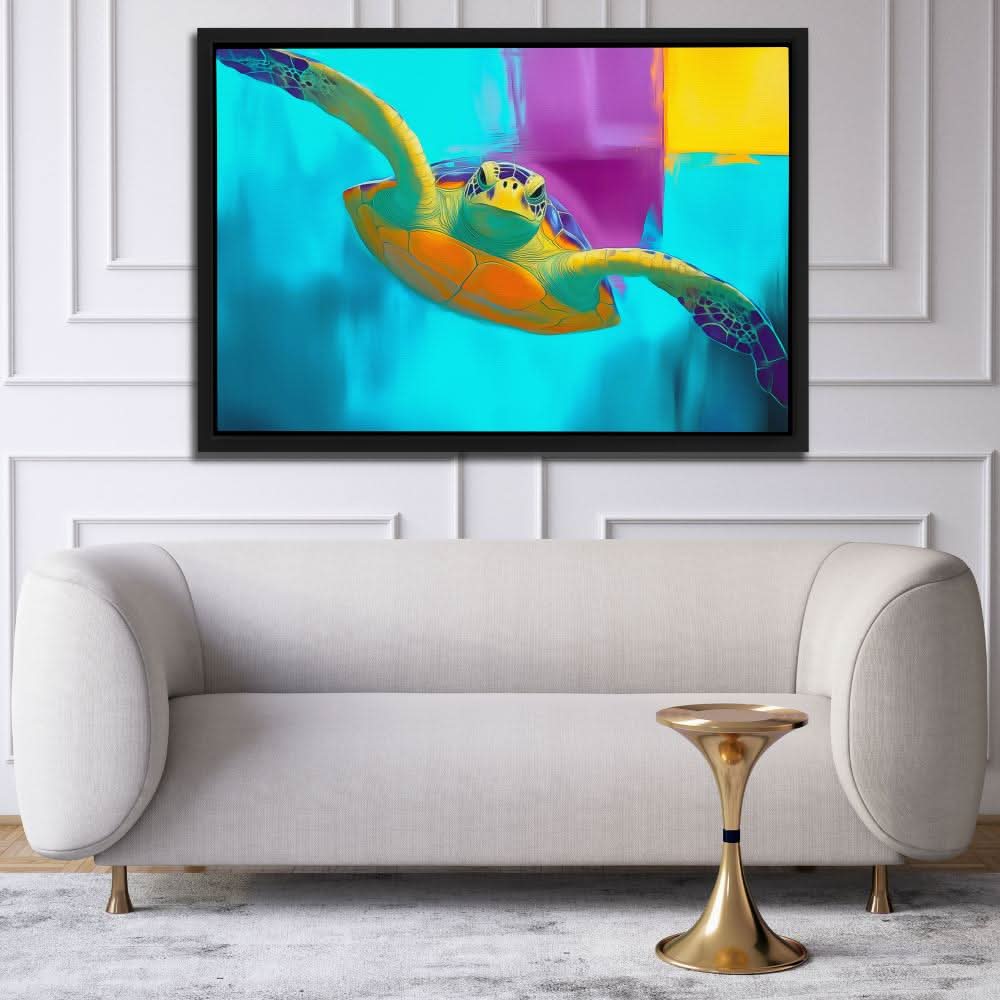 Electric Tide Turtle - Large Canvas Print