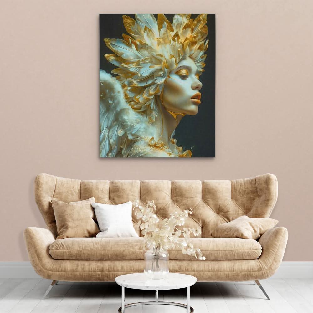 Elegant Angel - Gold Wall Art for Living Room