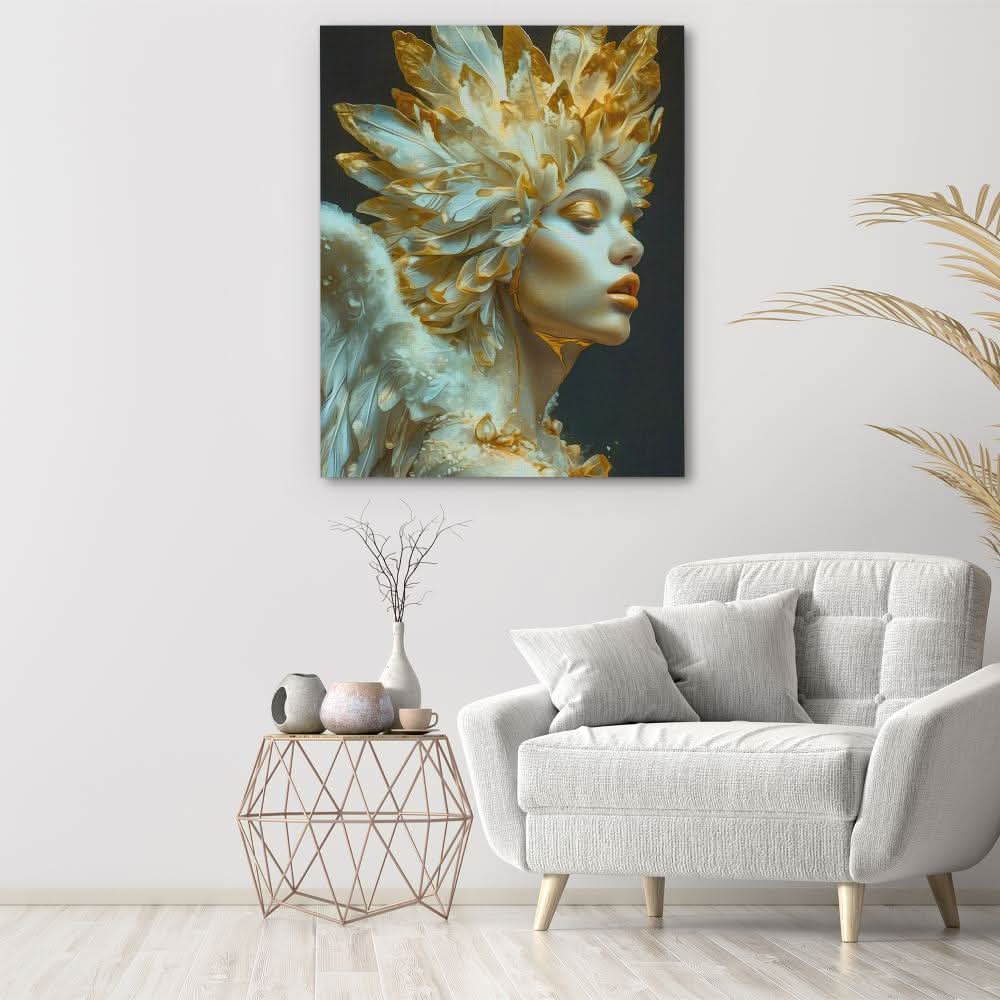 Elegant Angel - Abstract Gold Canvas Wall Art