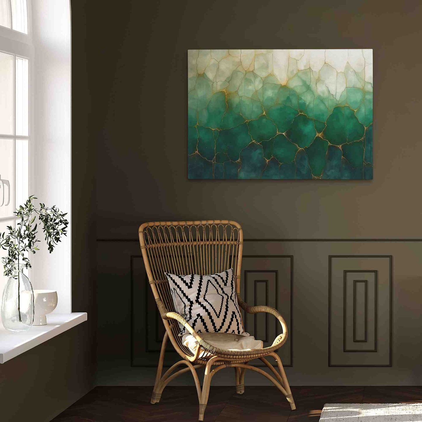 Elegant Emerald - Large Abstract Canvas Print