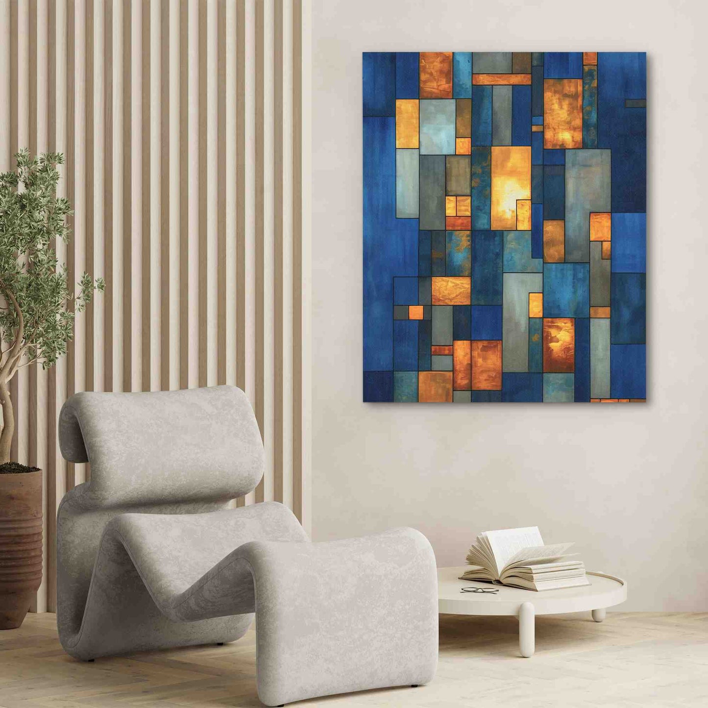 Elegant Illusion - Blue and Gold Art