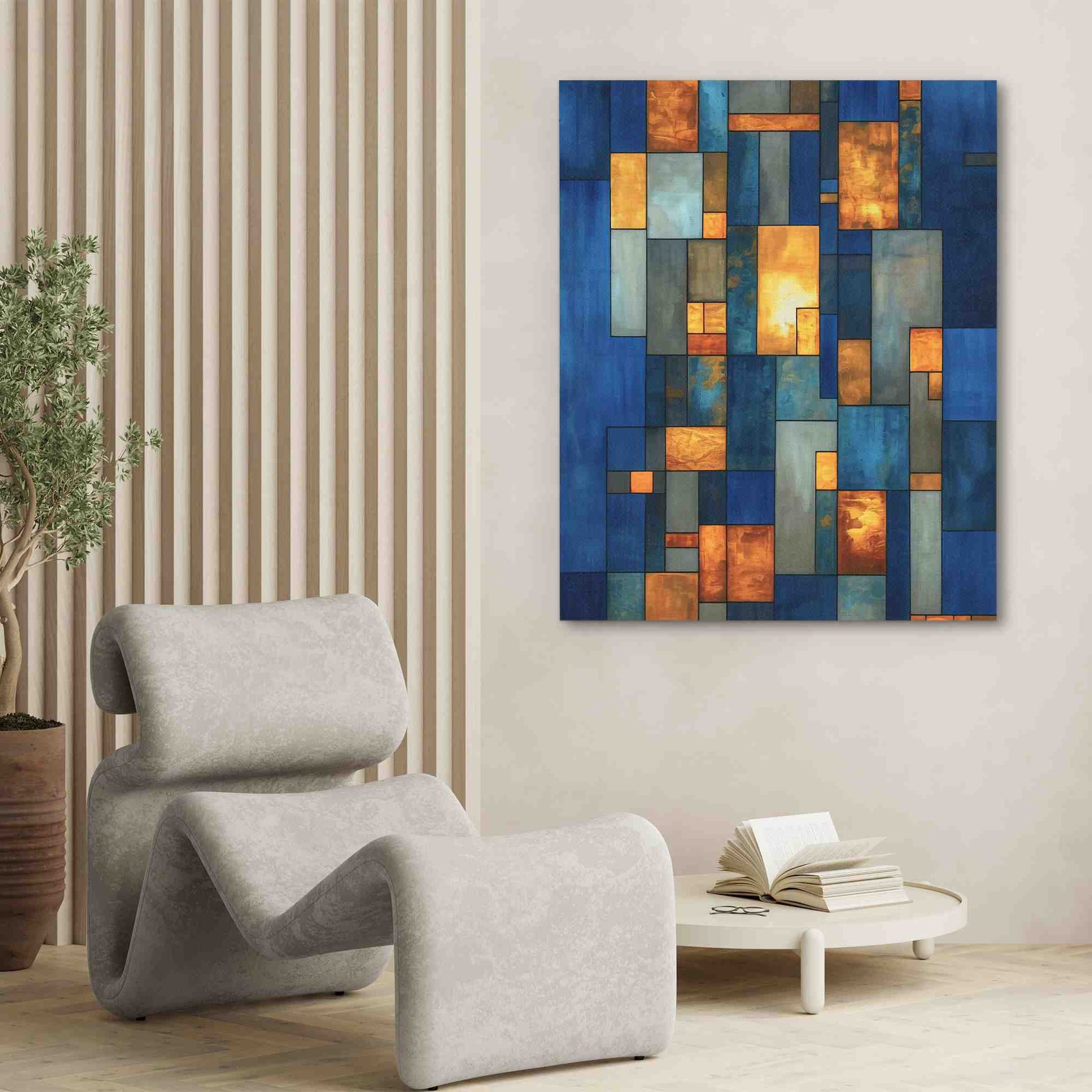 Elegant Illusion - Blue and Gold Art