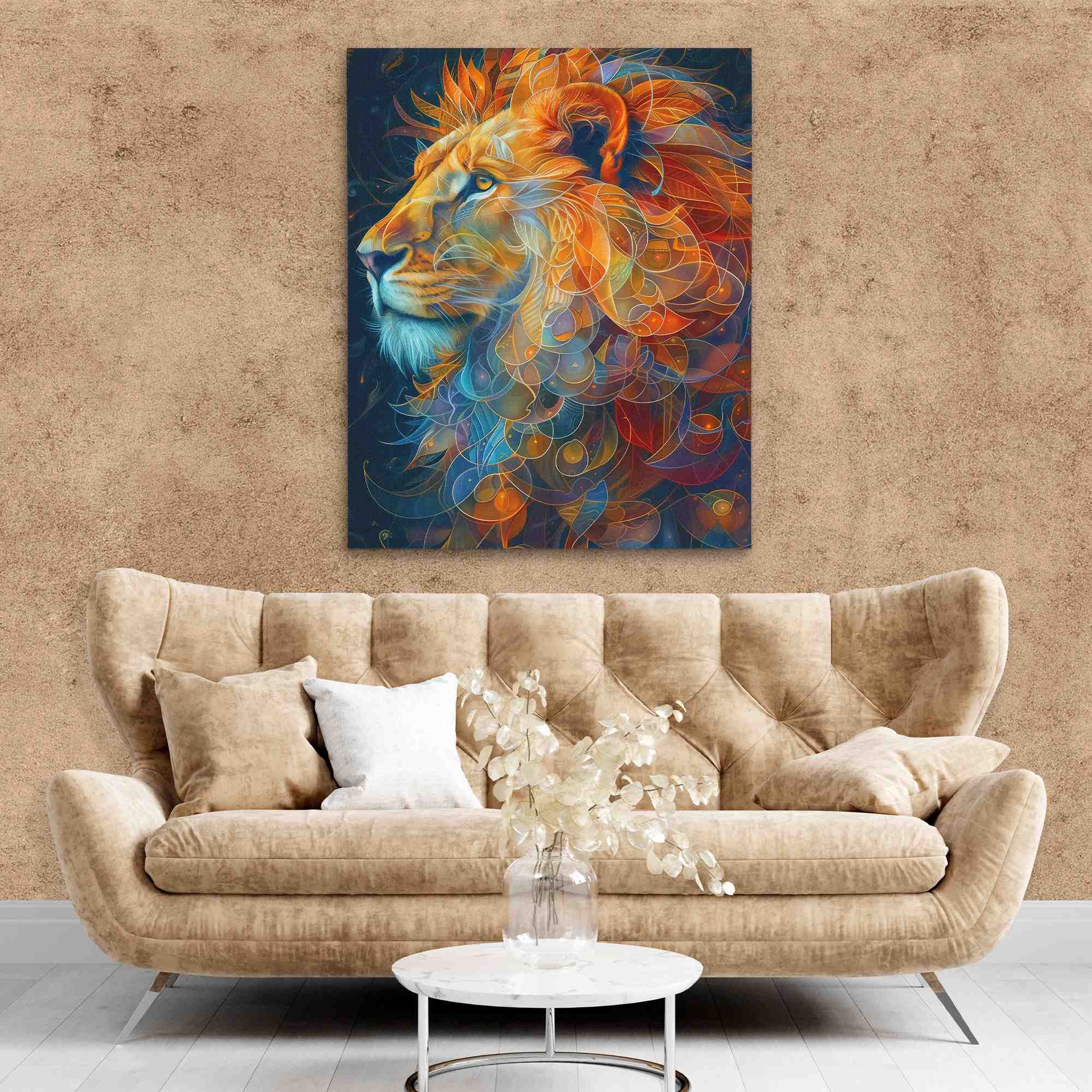 Elegant Lion - Big Cat Wall Art in Black Frame