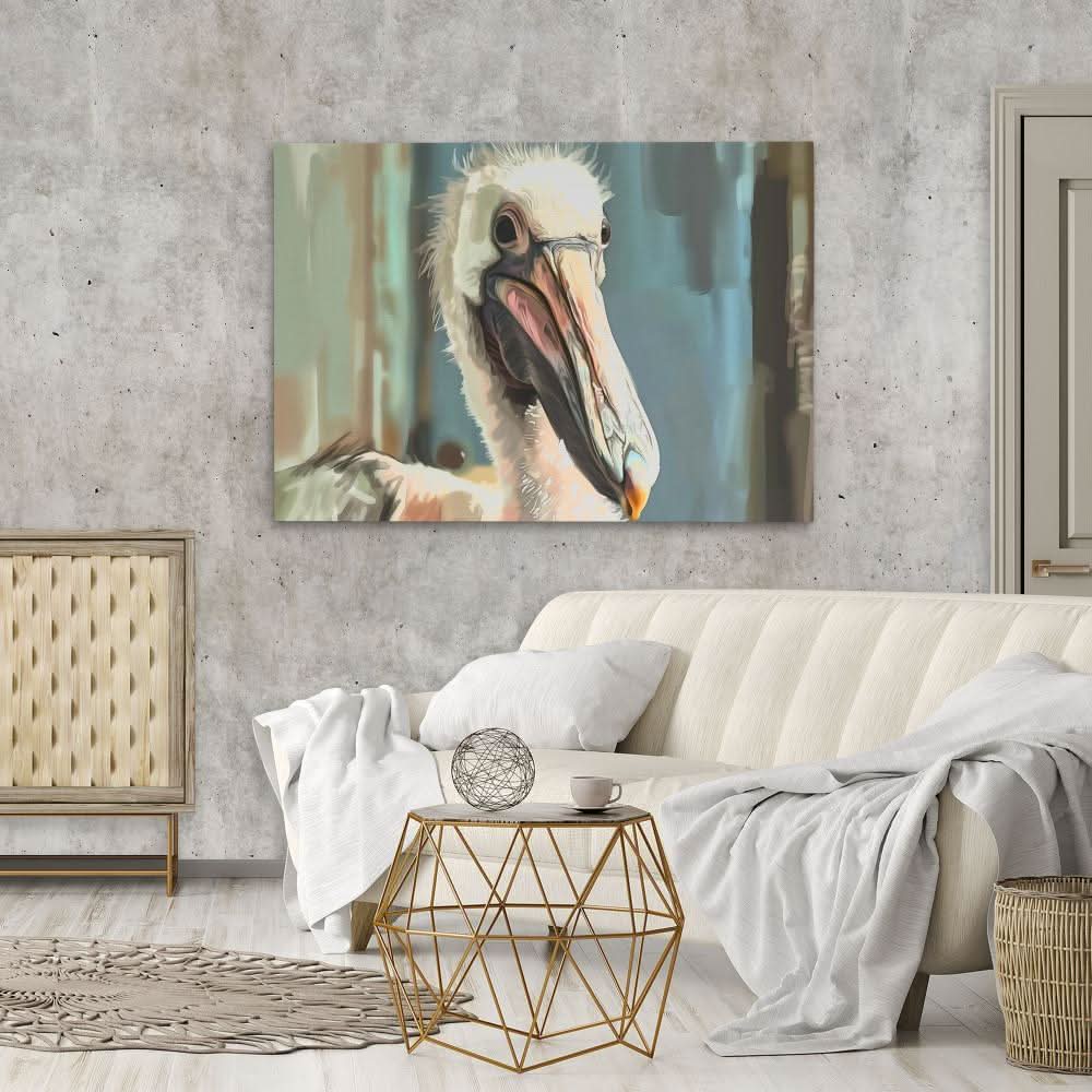 Elegant Pelican - Beige Wall Art