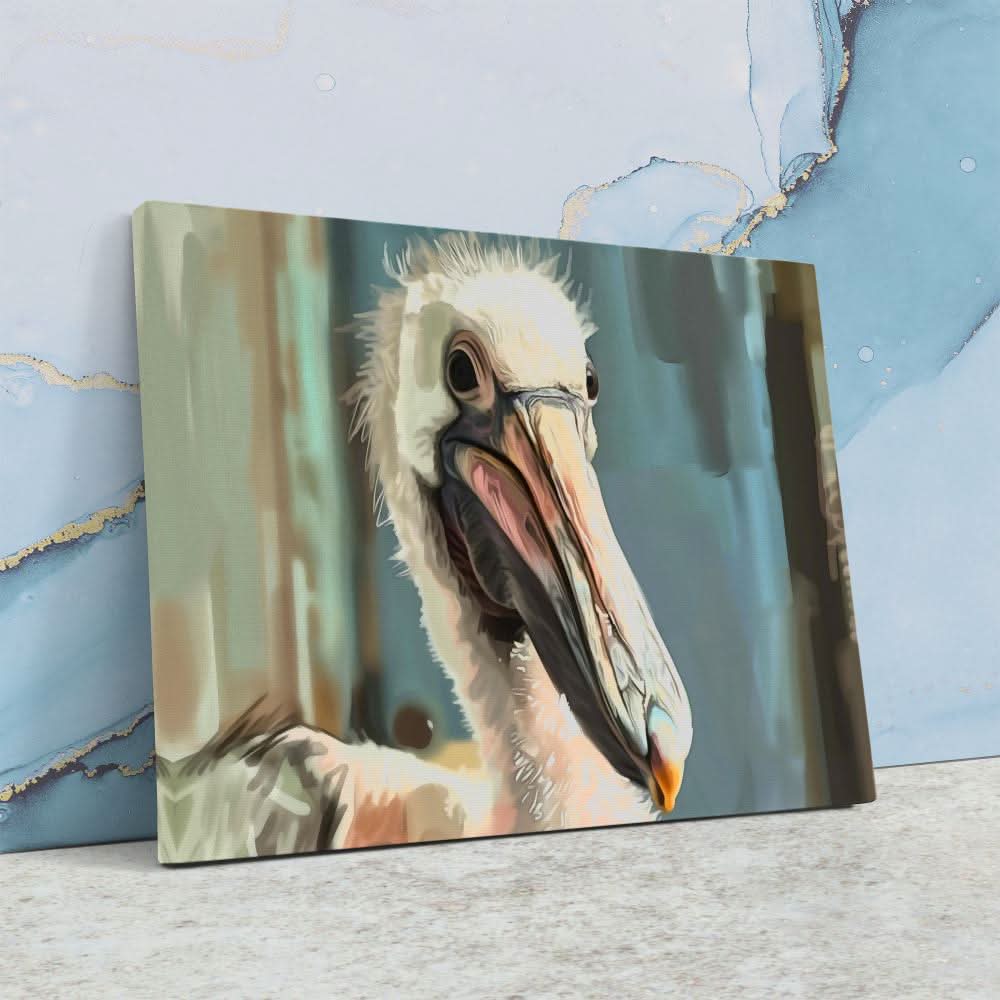 Elegant Pelican - Wall Art in Black Frame