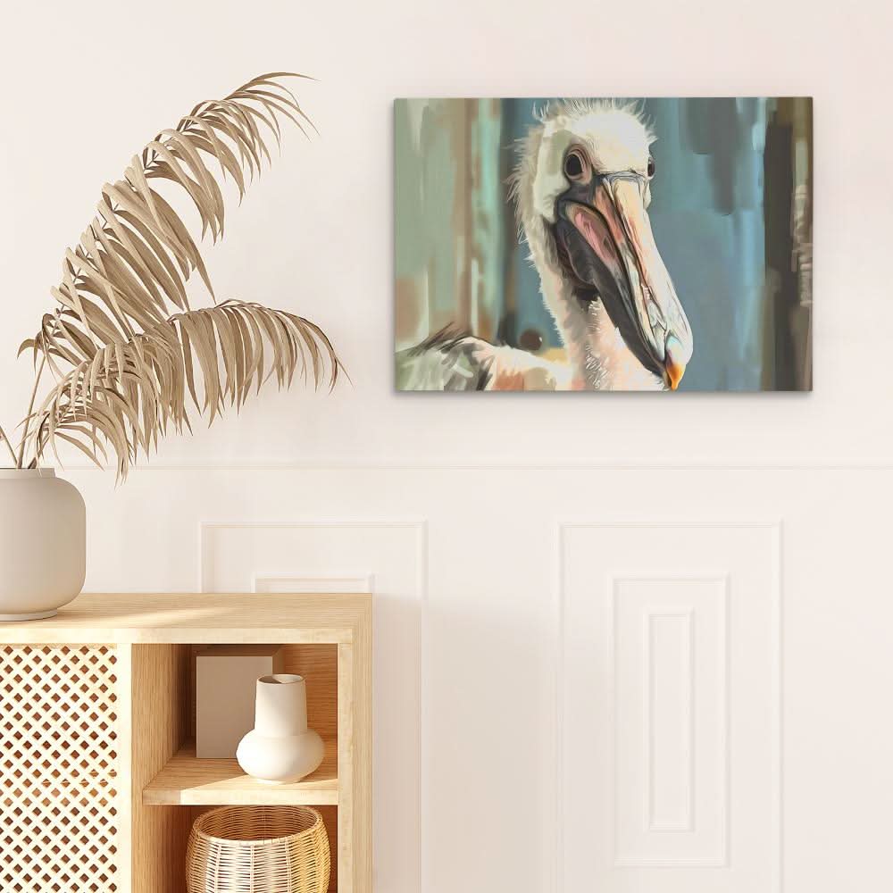 Elegant Pelican - Beige Bird Canvas Print