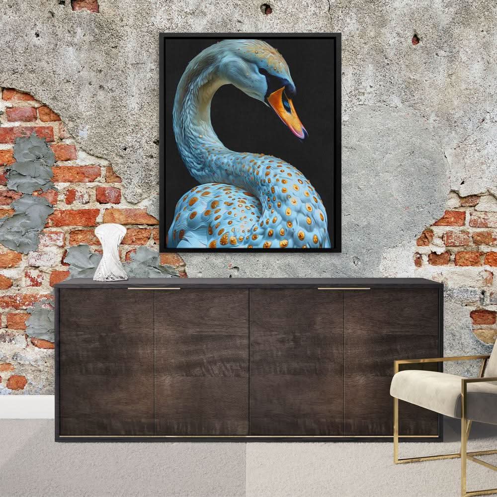 Elegant Swan - Black and Gold Canvas Wall Art