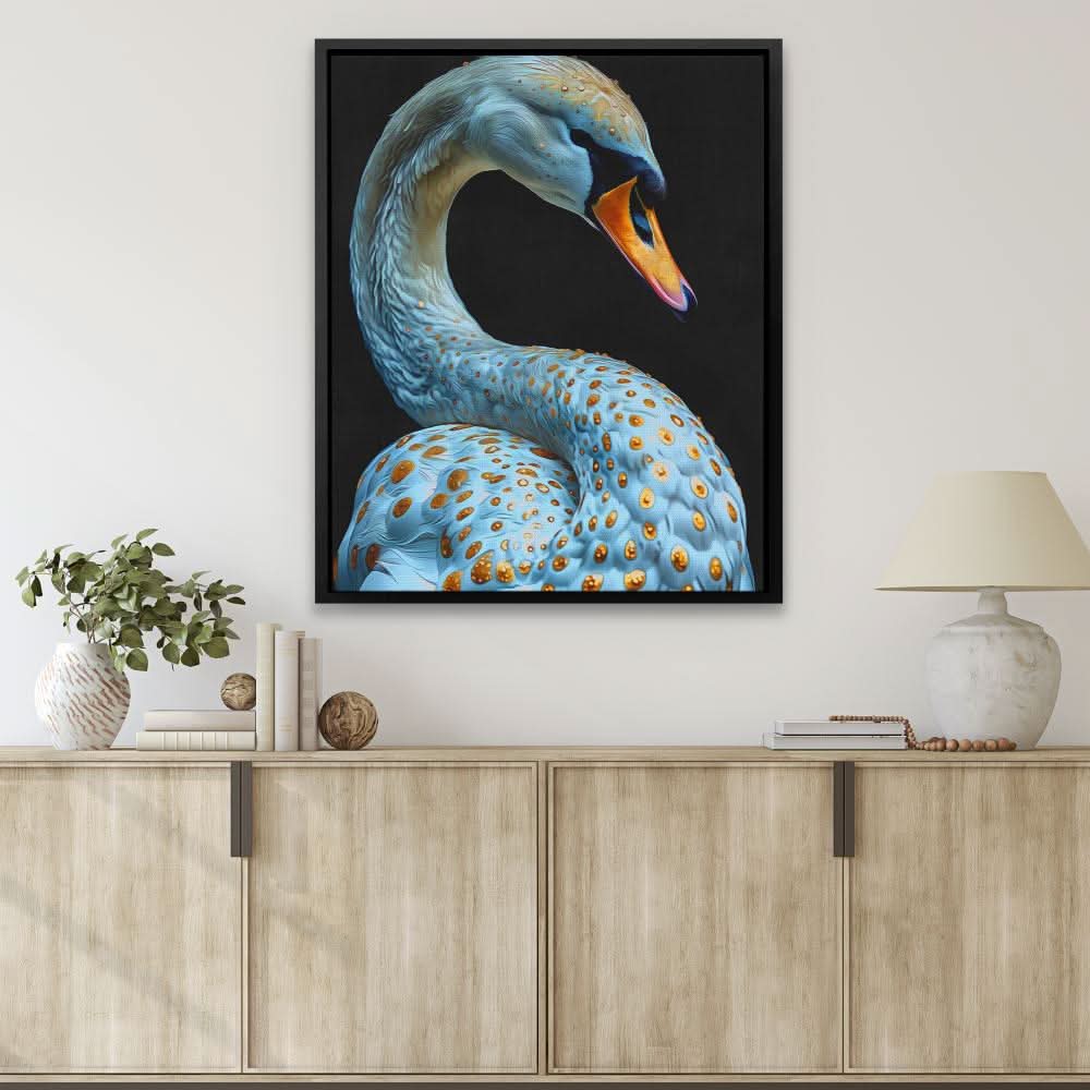 Elegant Swan - Bird Wall Art in Black Frame