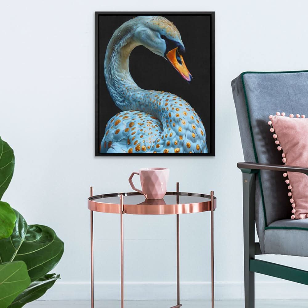 Elegant Swan - Black and Gold Bird Canvas Print