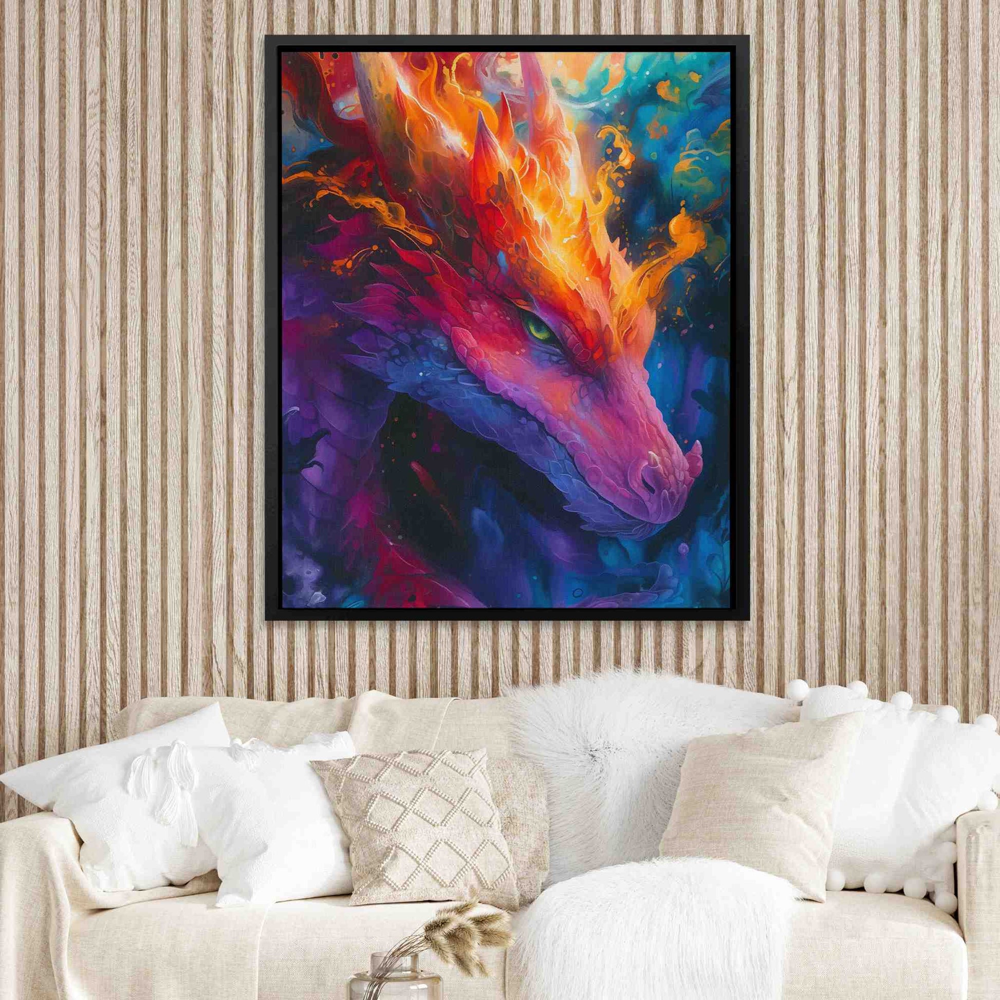 Elemental Dragon - Watercolor Purple Canvas Wall Art