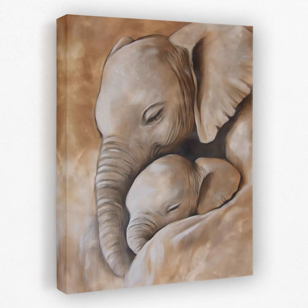 Elephant Affection - Africa Canvas Wall Art