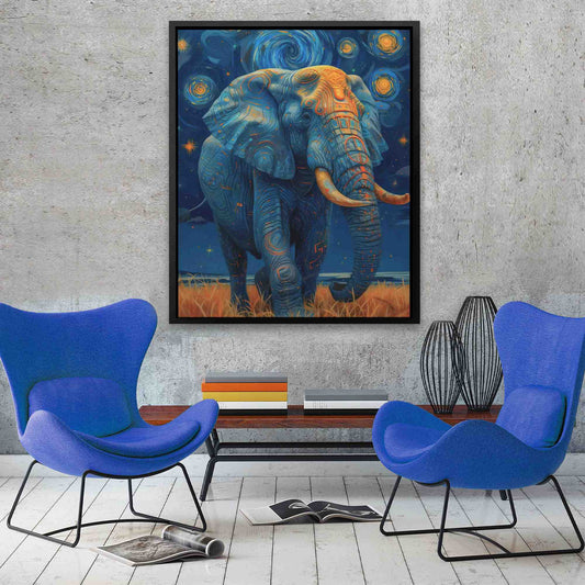 Elephant Ecstasy - Maximalist Wall Art in Black Frame