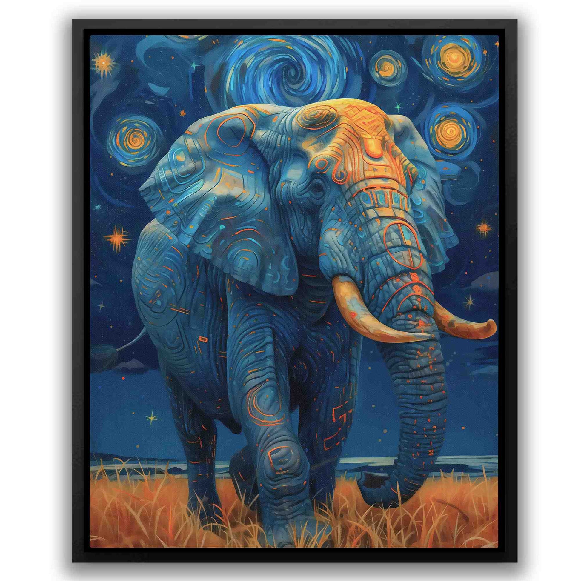 Elephant Ecstasy - Blue Animals Canvas Print