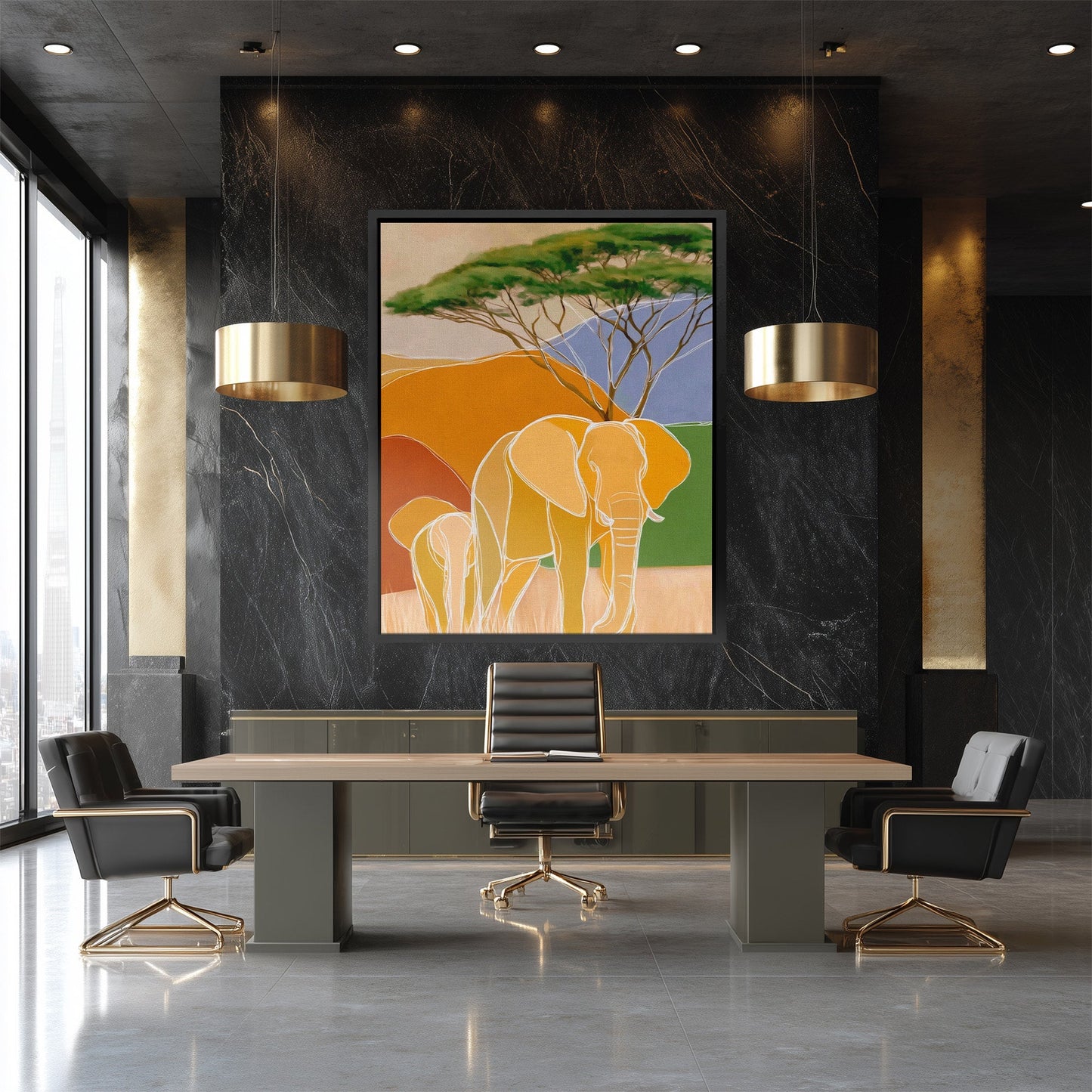 Elephant Golden Hour - Luxury Wall Art