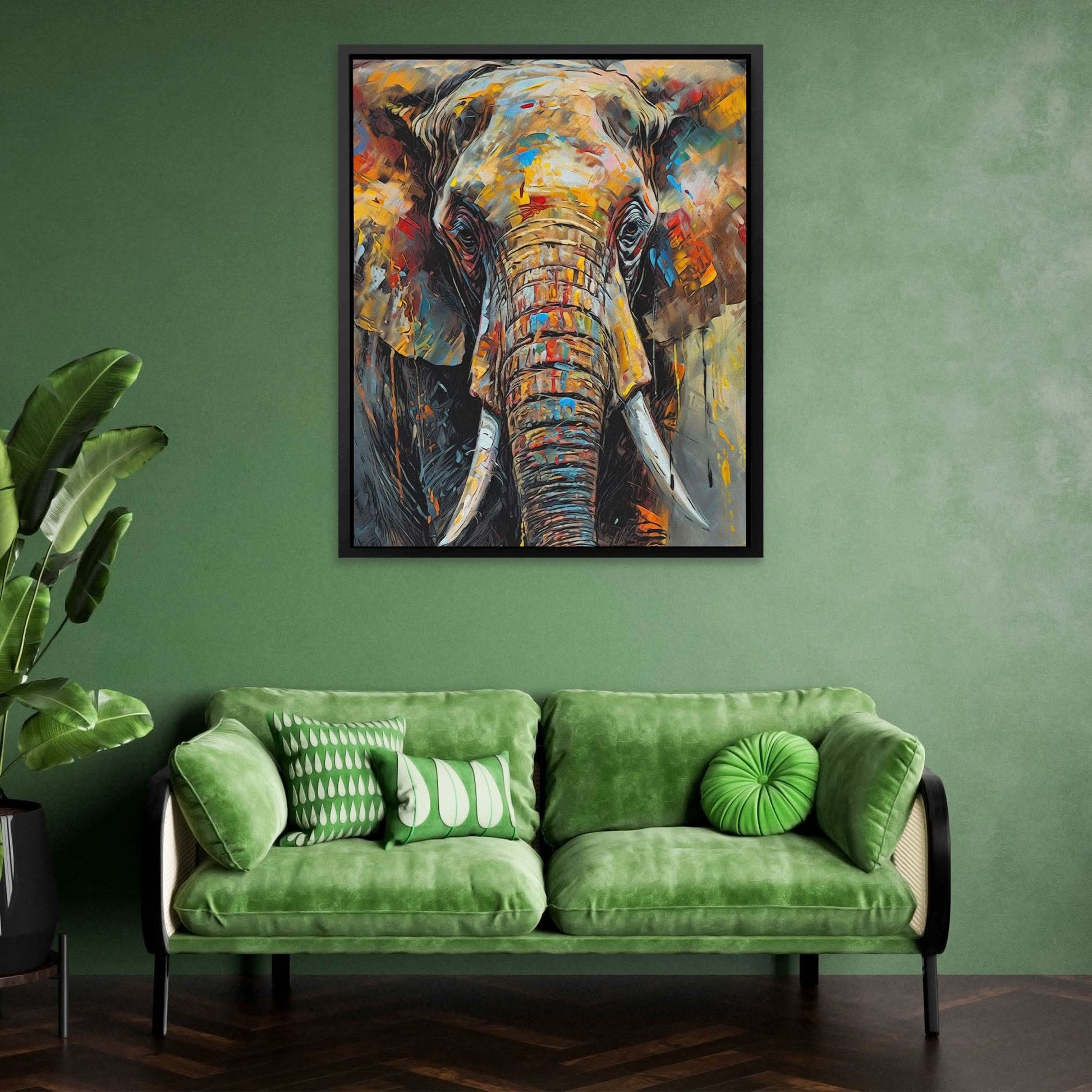 Elephant's Memory - Elephant Wall Art in Black Frame