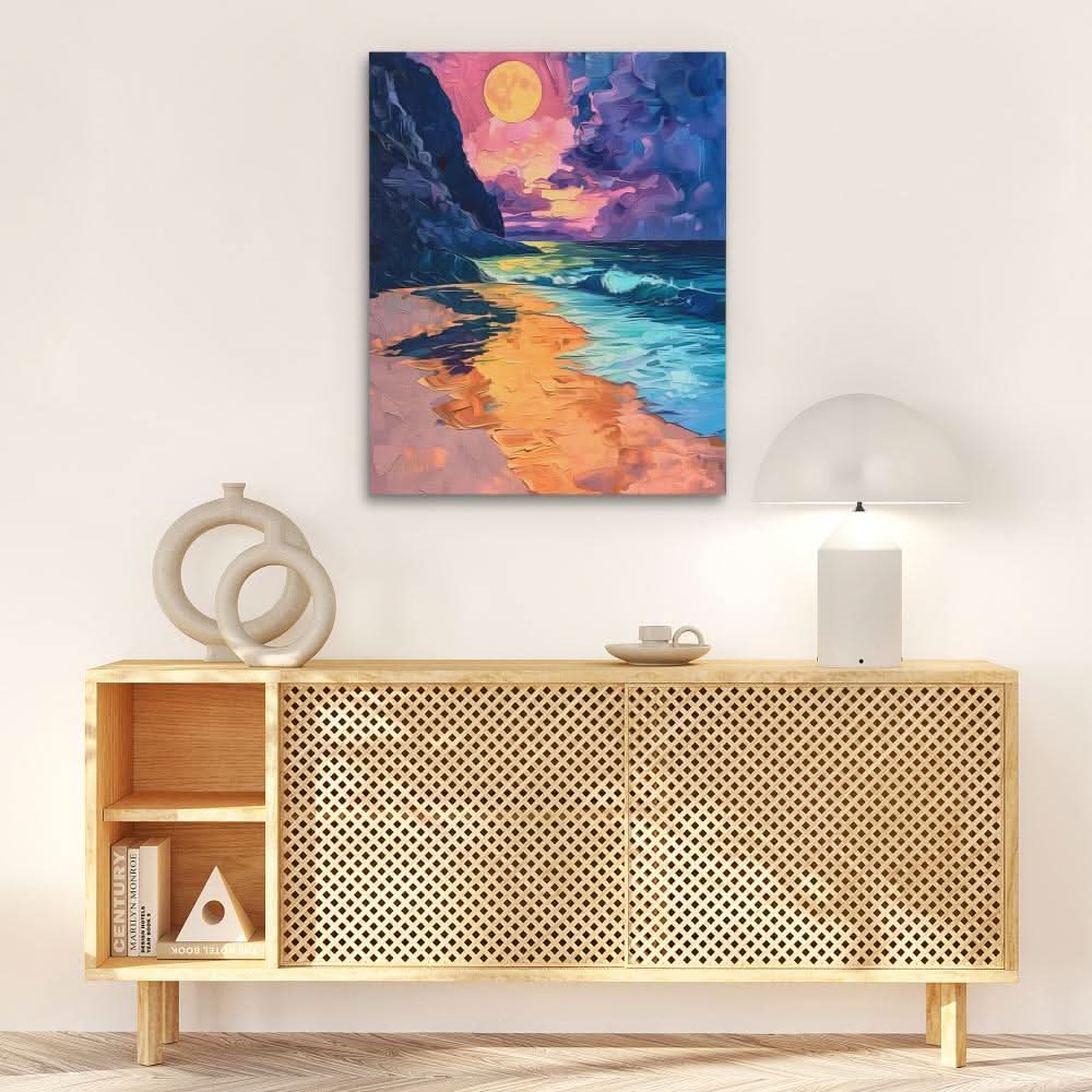 Eloquent Sunset - Modern Blue Canvas Wall Art