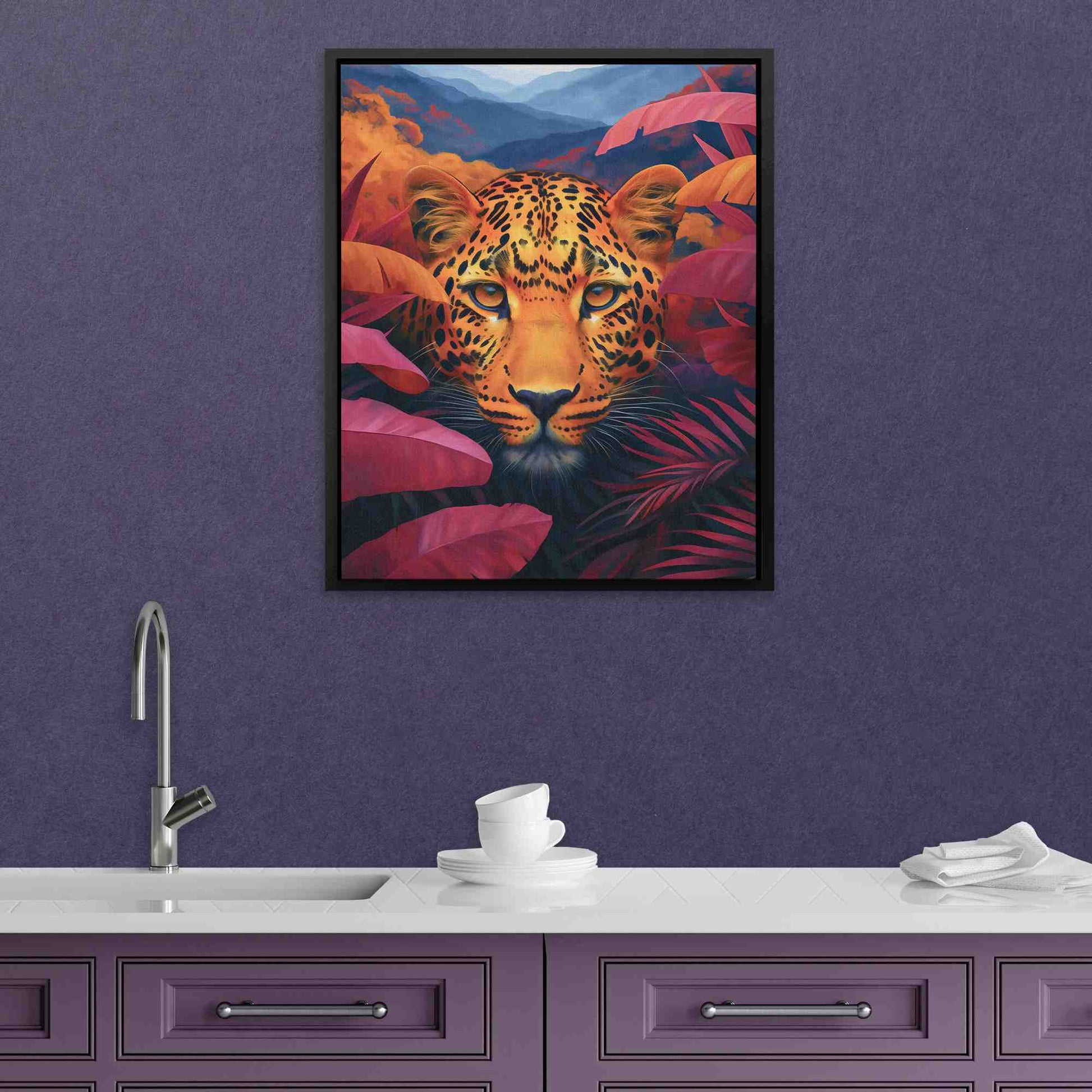 Ember Eyes - Burgundy Wall Art in Black Frame