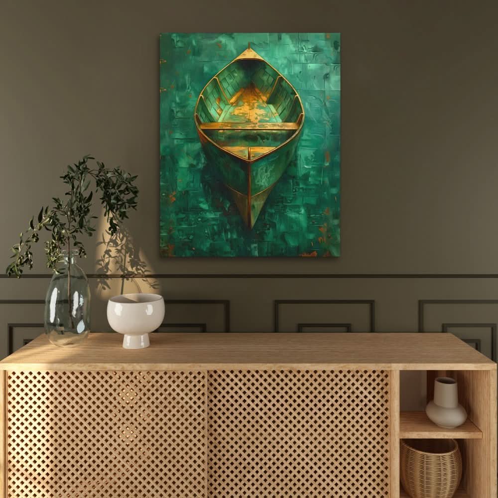 Emerald Canoe - Large Contemporary Canvas Print