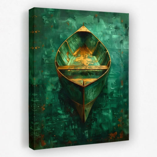 Emerald Canoe - Boat Canvas Wall Art