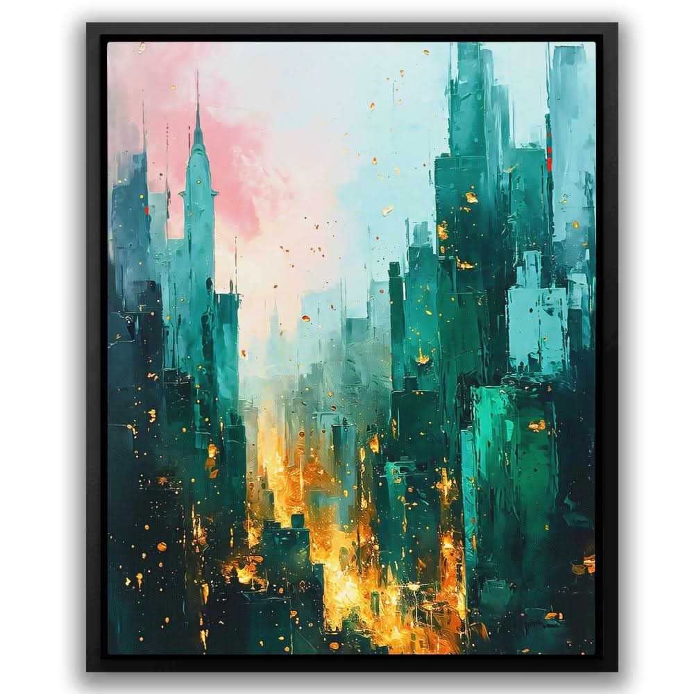 Emerald City - Gold Jade Canvas Print