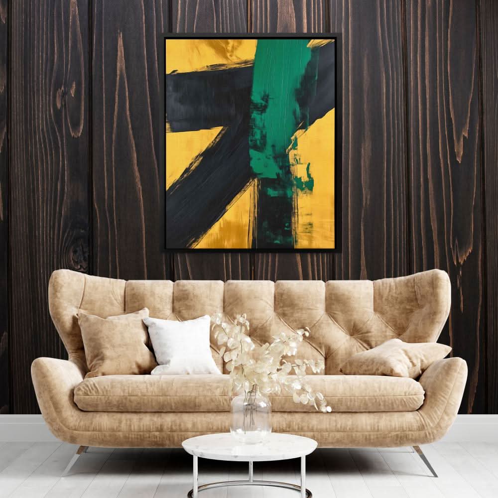 Emerald Colliding - Black and Gold Masculine Canvas Print