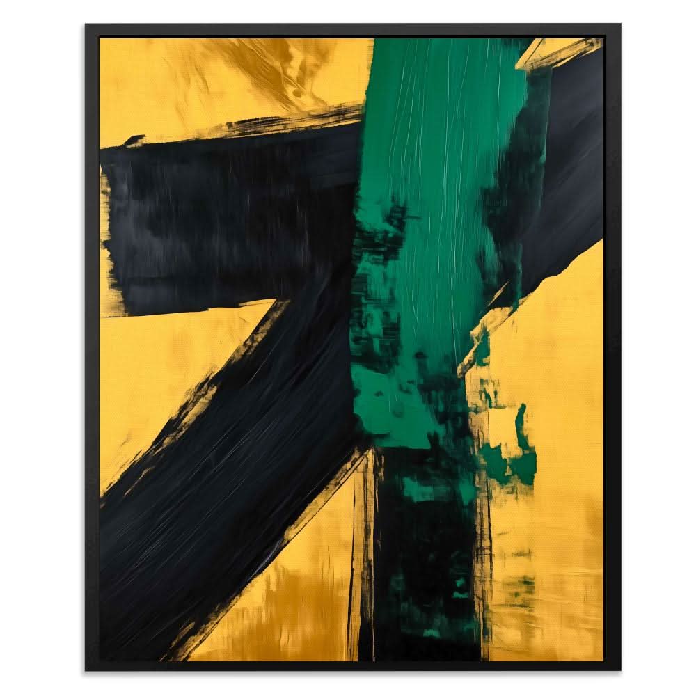 Emerald Colliding - Green and Gold Art for Hallway