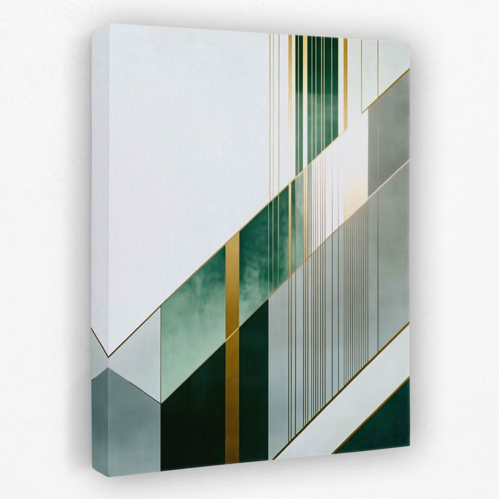 Emerald Collision - Green and Gold Canvas Wall Art