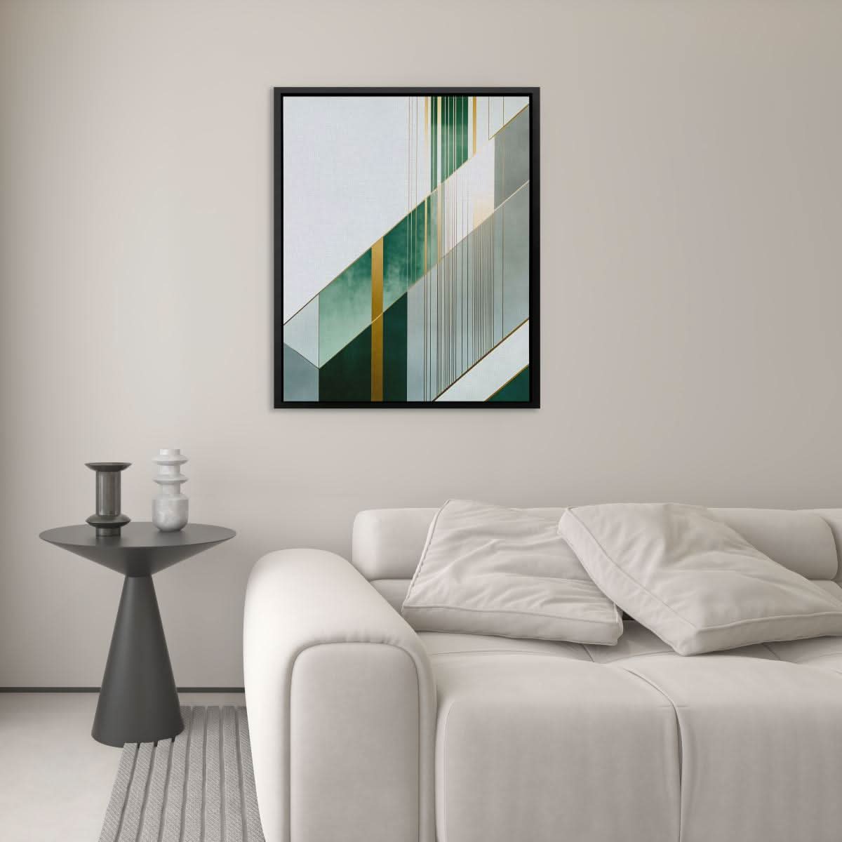 Emerald Collision - Abstract Gold Canvas Wall Art