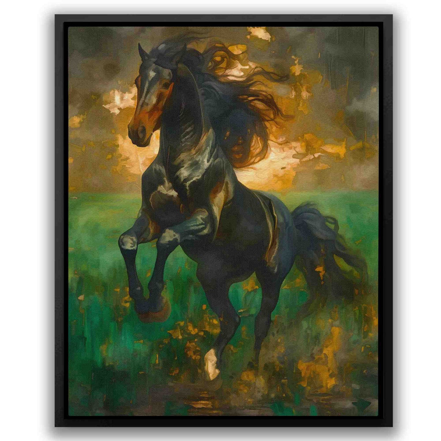 Emerald Gallop - Earth Tones Country and Farm Canvas Print