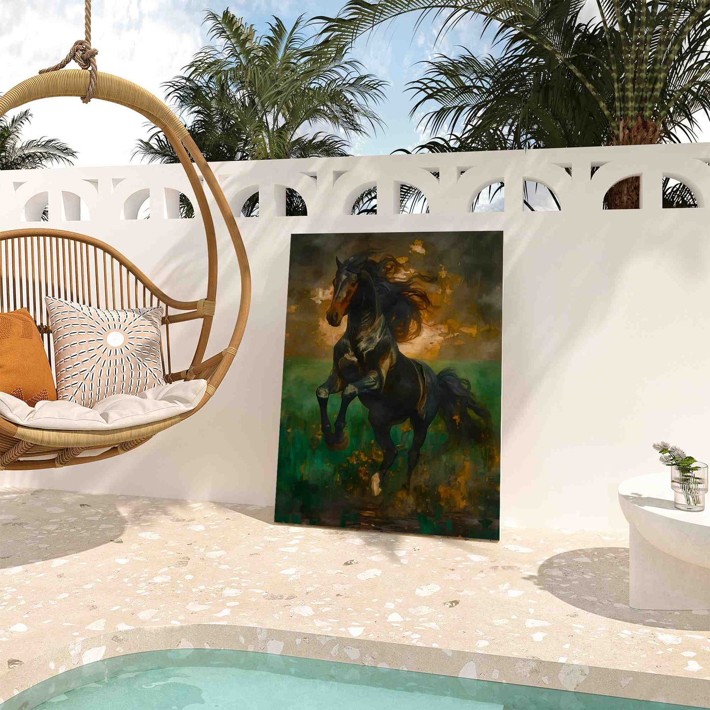 Emerald Gallop - Abstract Earth Tones Canvas Wall Art