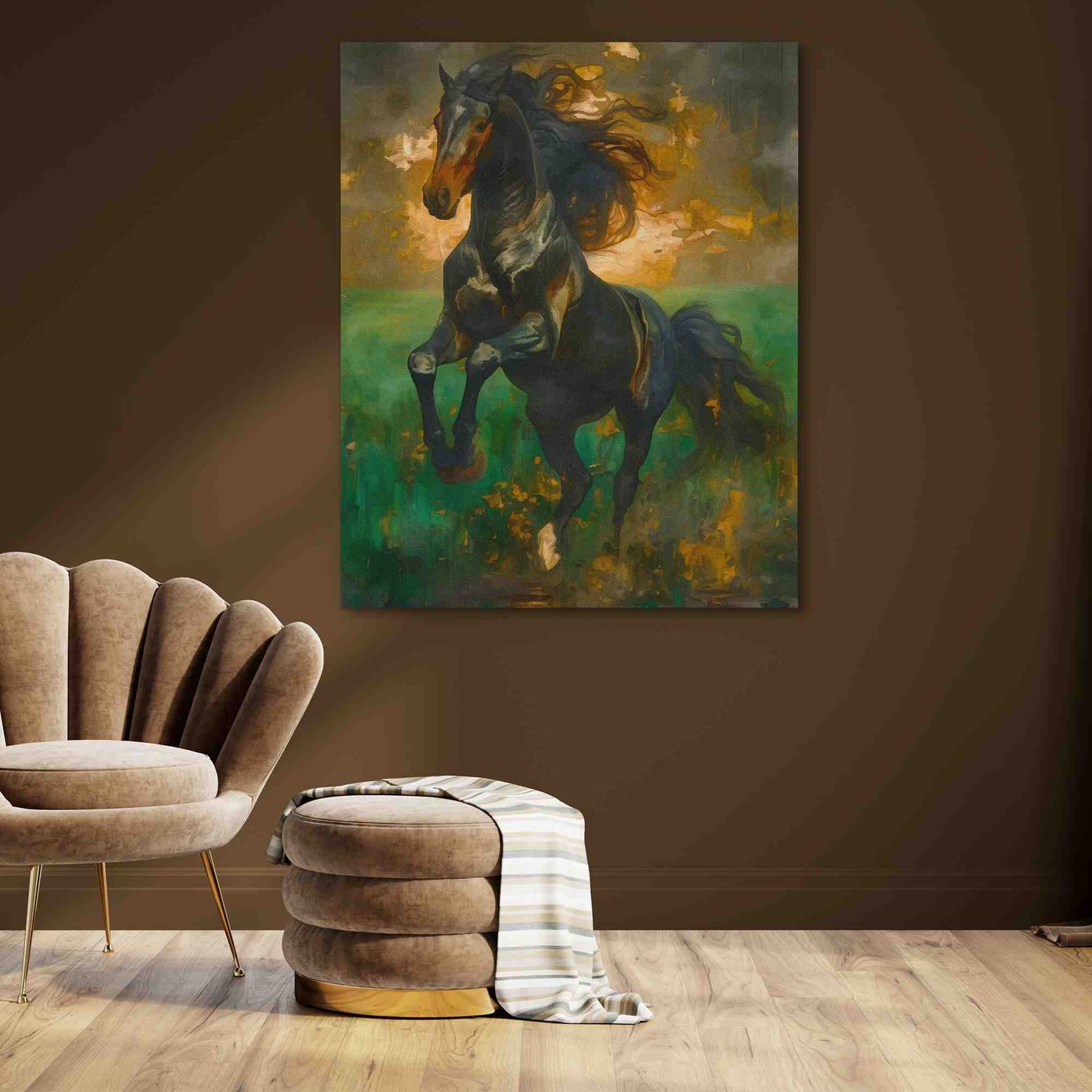 Emerald Gallop - Abstract Wall Art in Black Frame