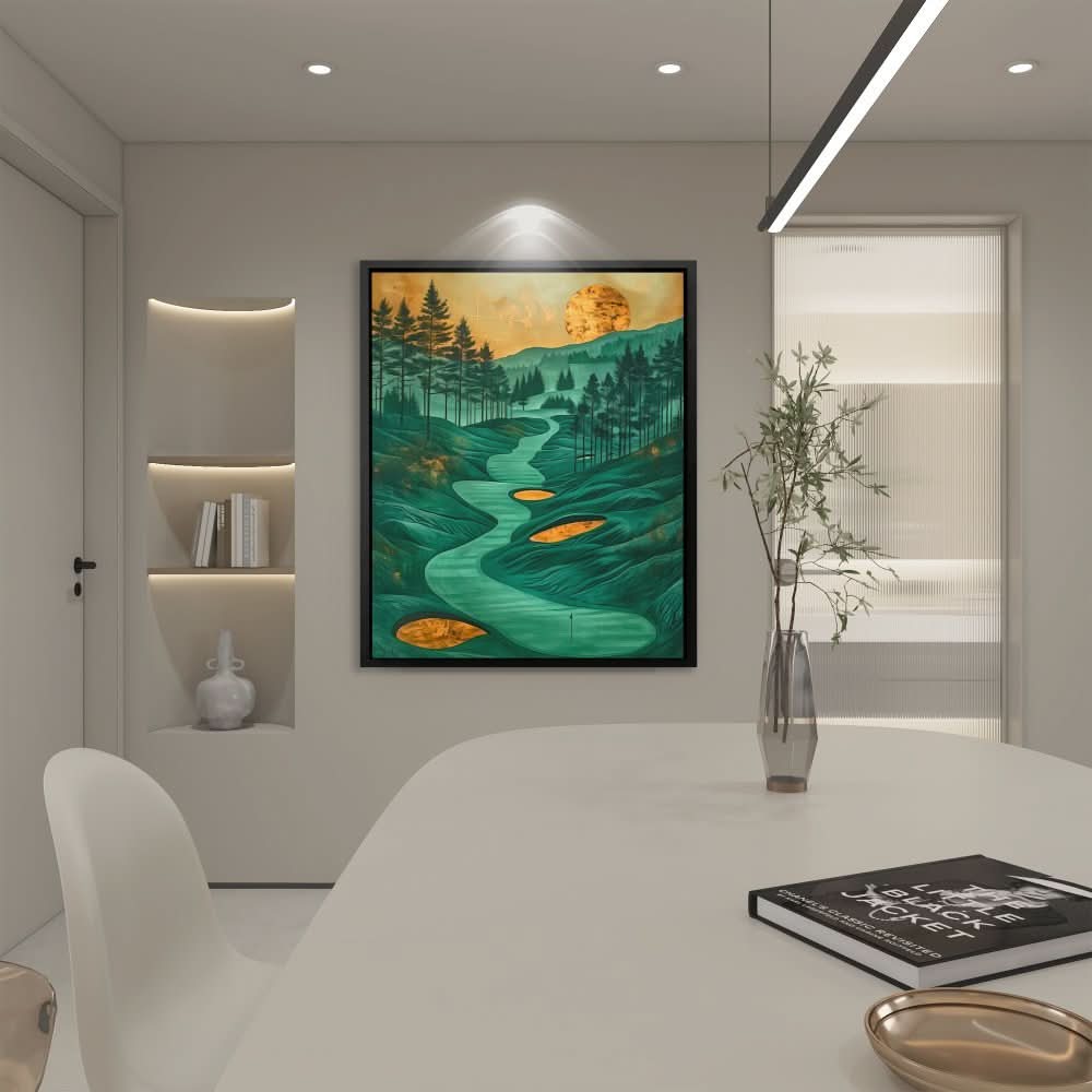 Emerald Golf Course - Landscapes Wall Art in Black Frame