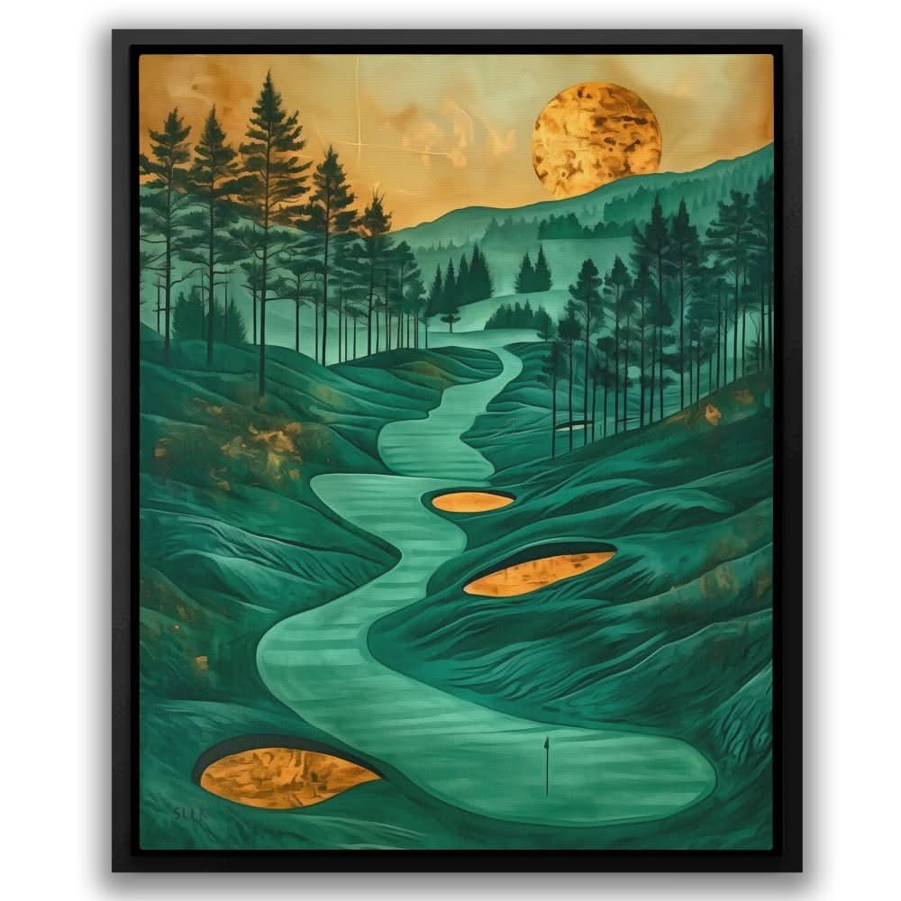 Emerald Golf Course - Gold Landscapes Canvas Print