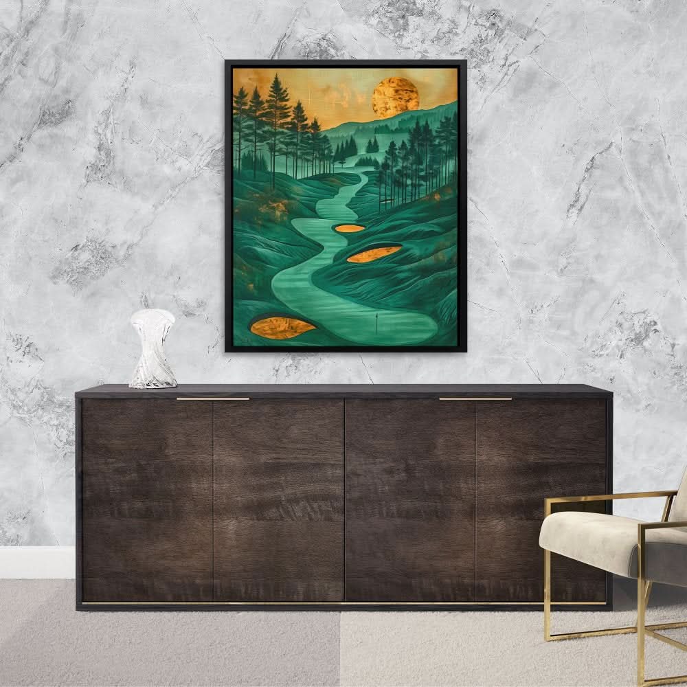 Emerald Golf Course - Modern Gold Canvas Wall Art
