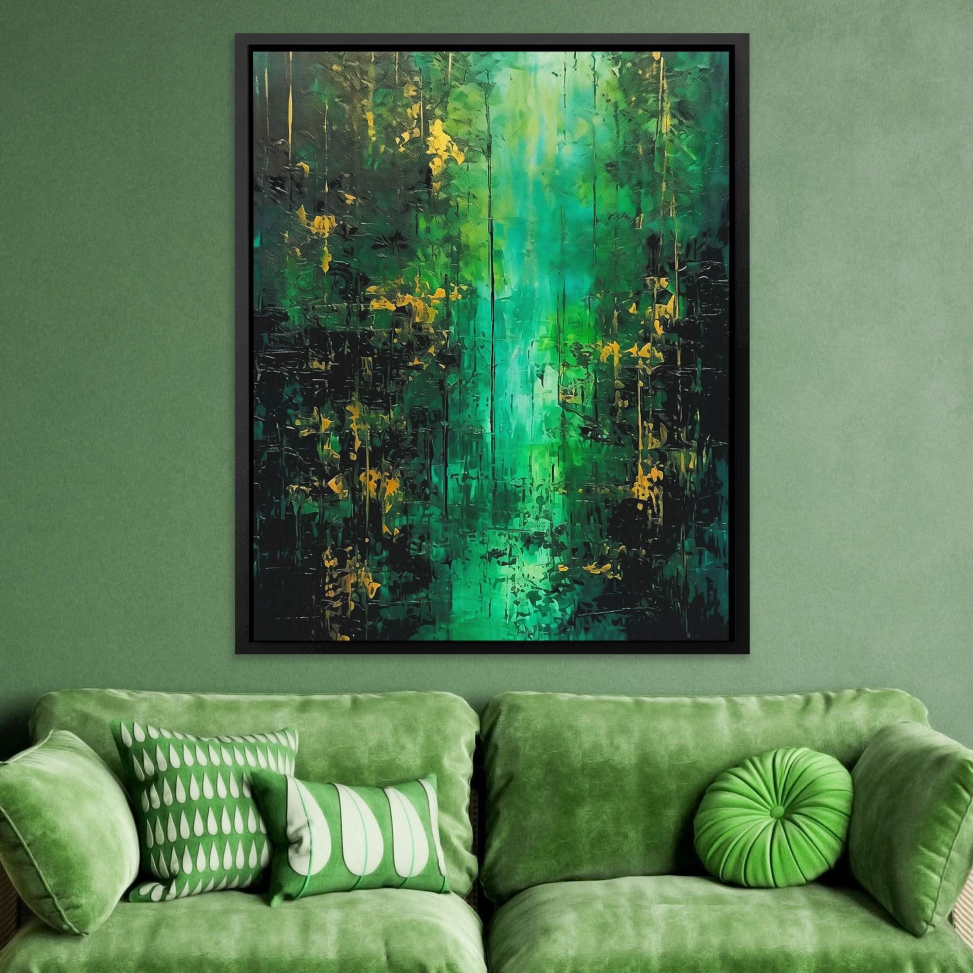 Emerald Mist - Large Abstract Canvas Print