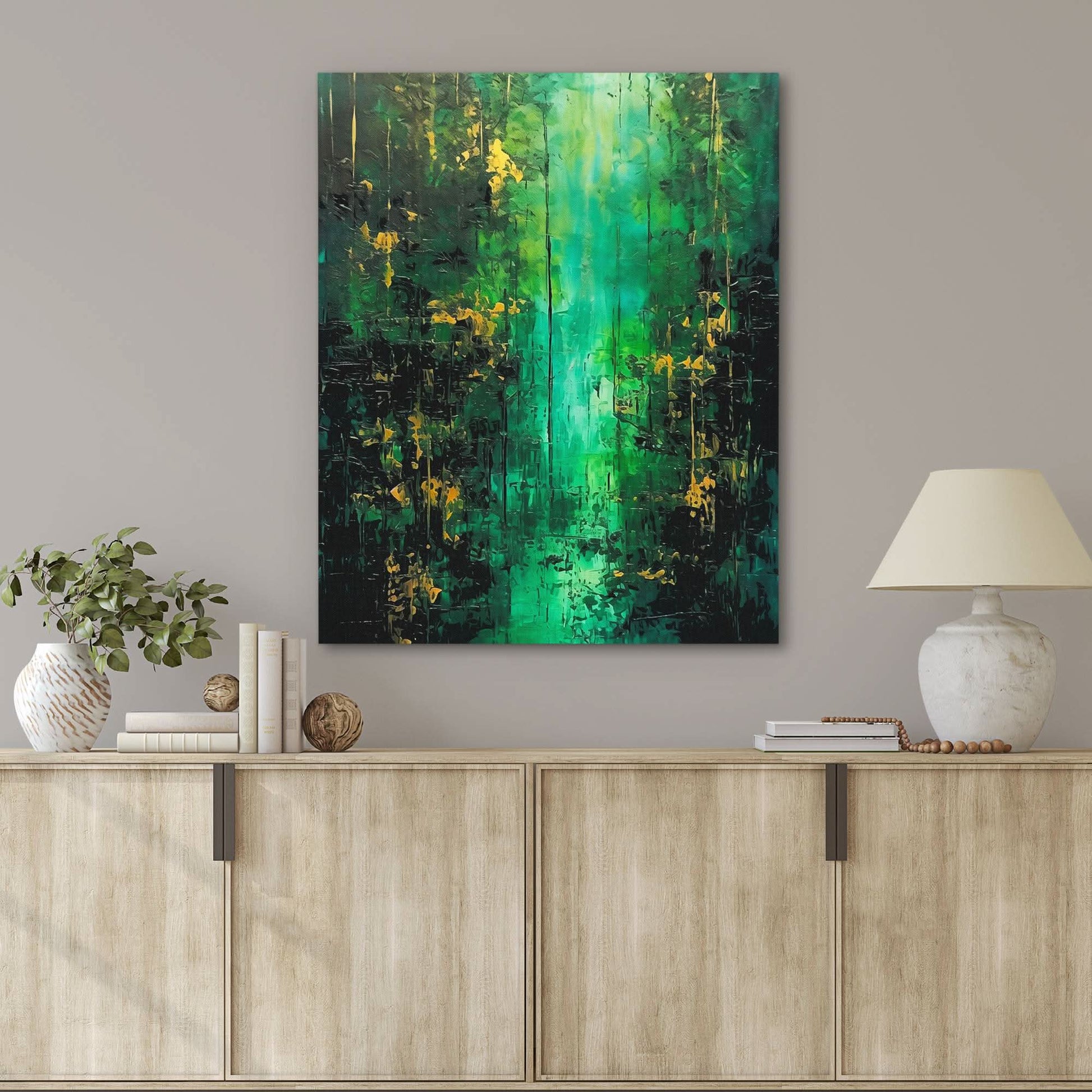 Emerald Mist - Abstract Green Canvas Wall Art