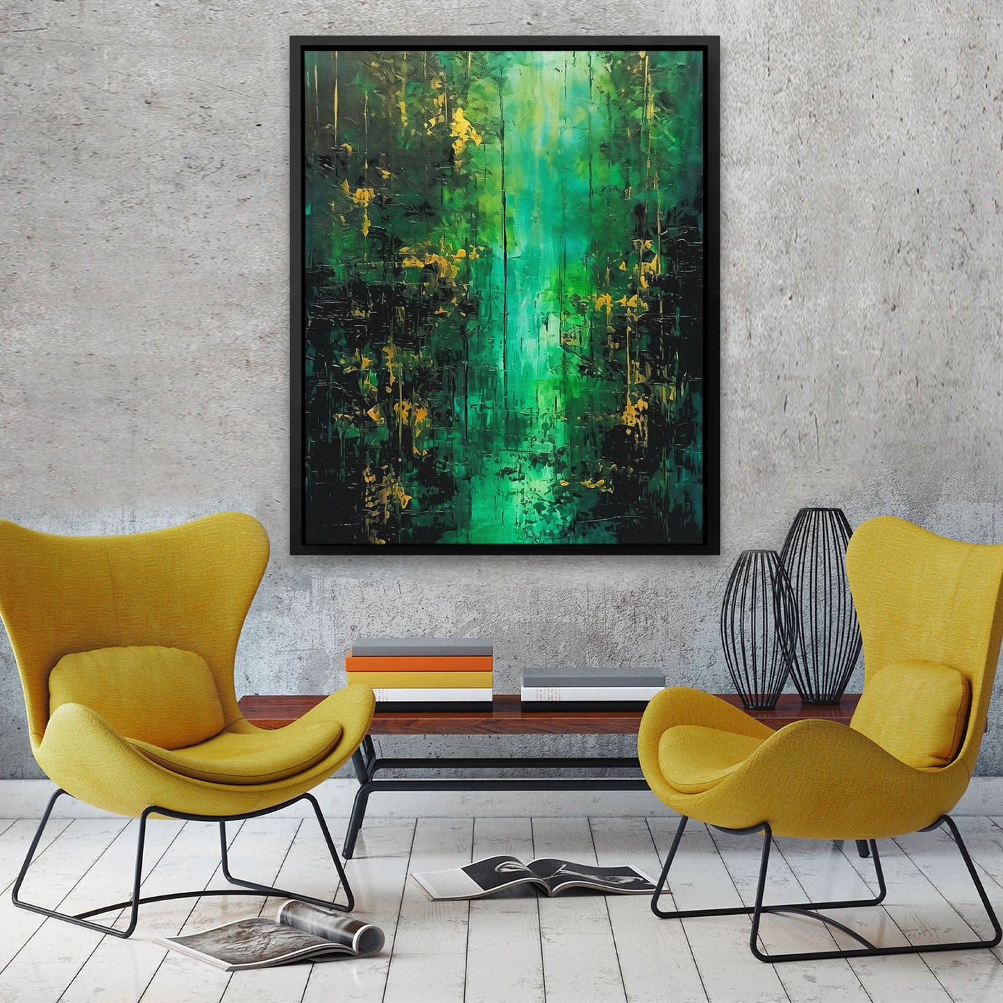 Emerald Mist - Emerald Wall Art in Black Frame