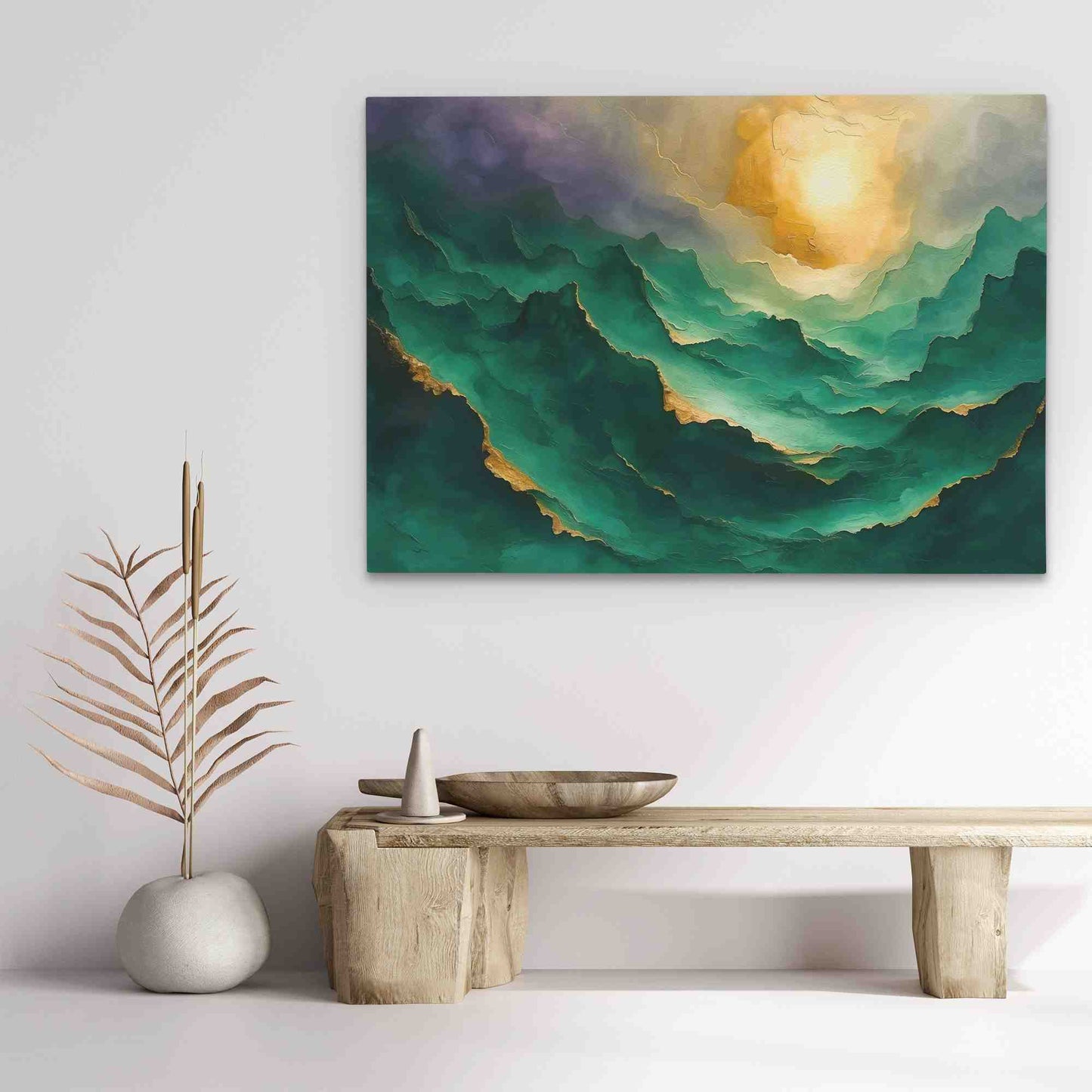 Emerald Mountaintops - Large Abstract Canvas Print