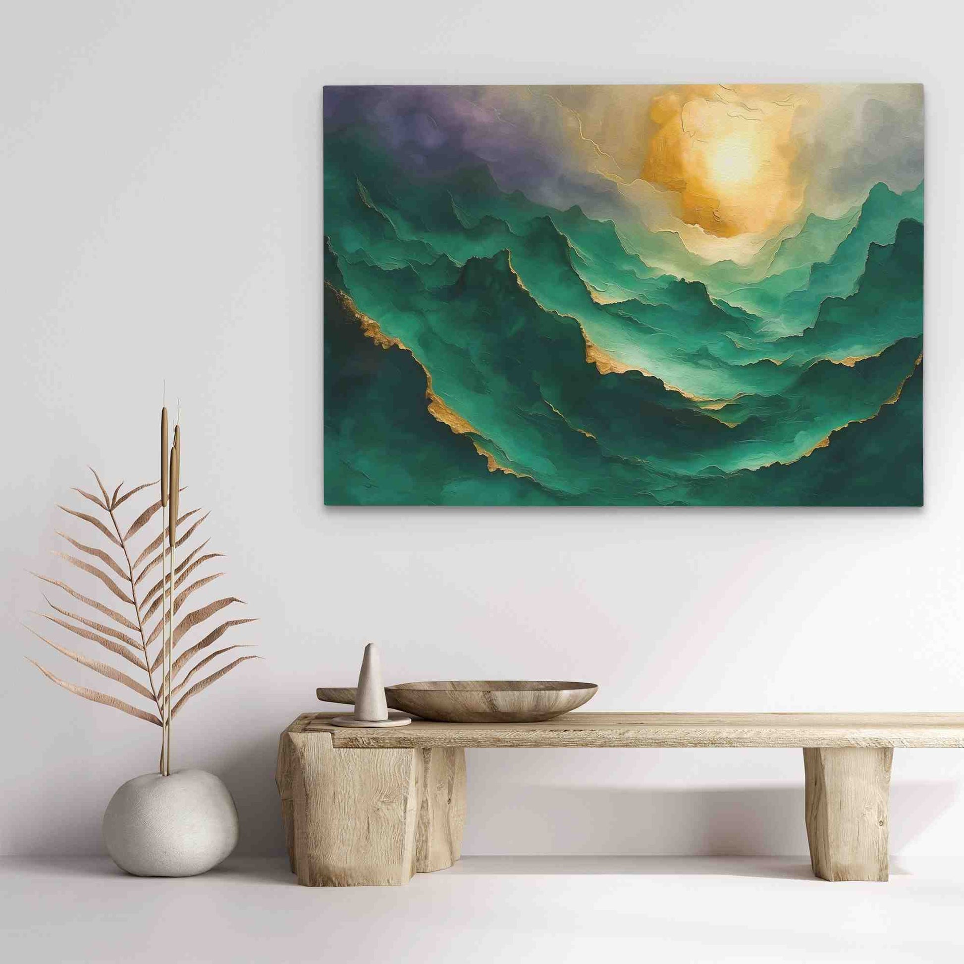 Emerald Mountaintops - Large Abstract Canvas Print